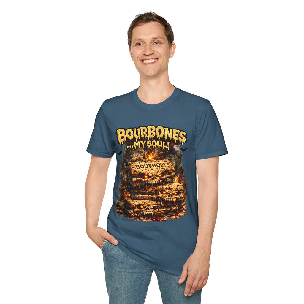 Bourbones My Soul T‑Shirt — Vintage Whiskey Skull Graphic Tee
