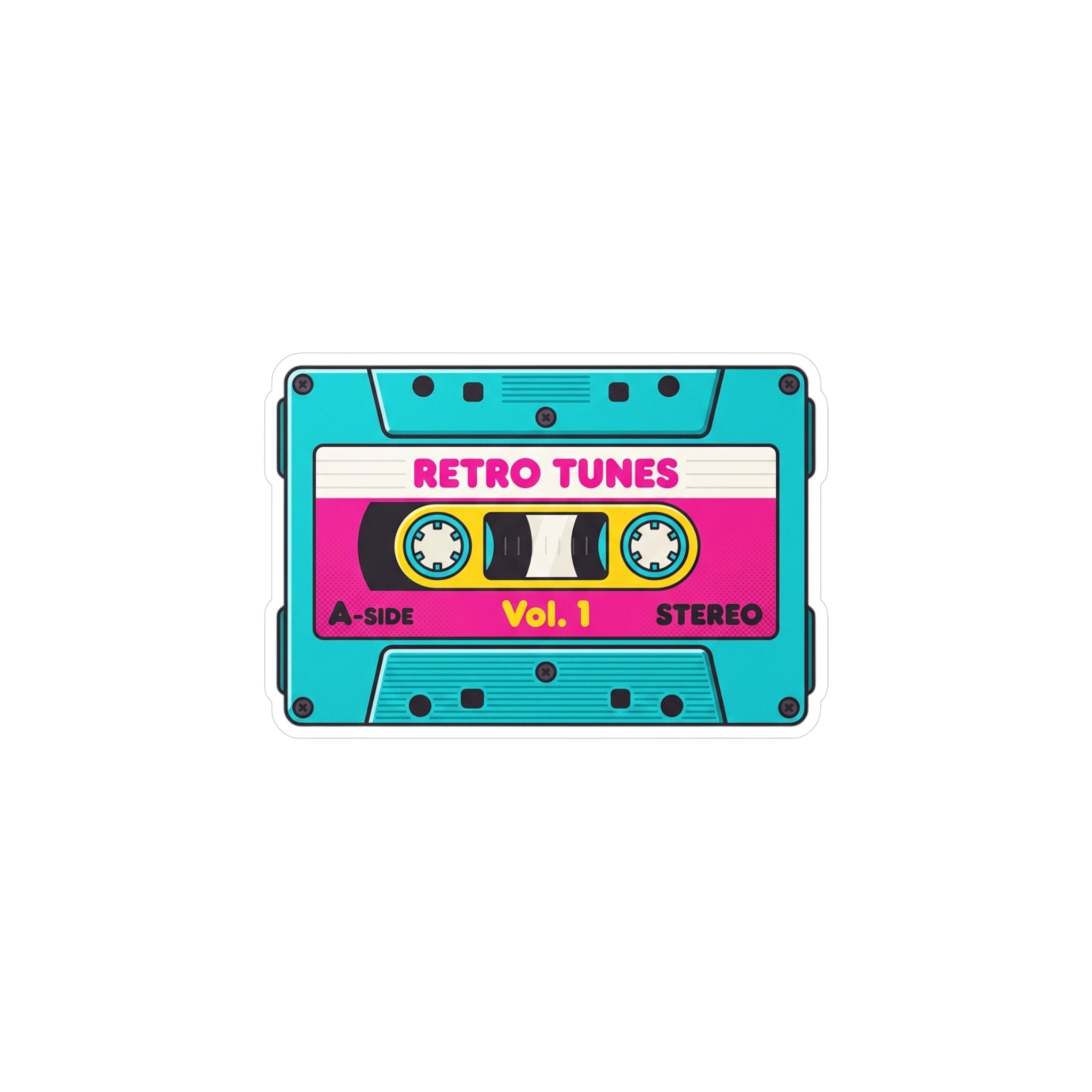 Retro Cassette Tape Vinyl Sticker — 'Retro Tunes Vol. 1' Kiss-Cut