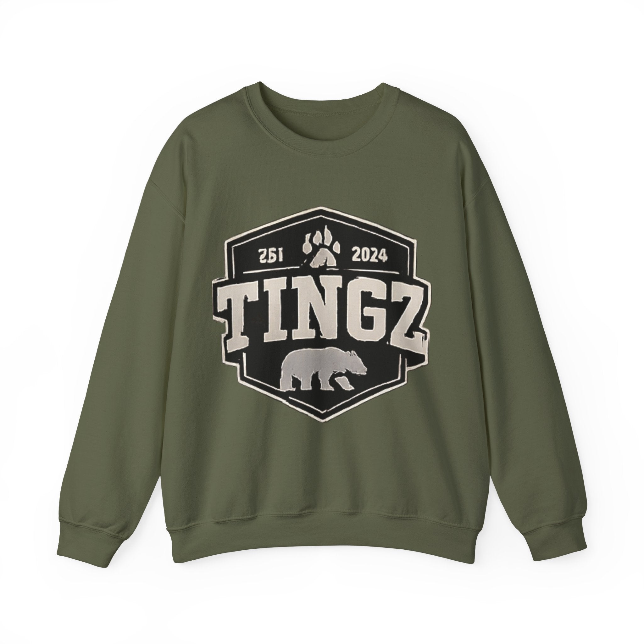 BEAR TINGZ  Badge Unisex Crewneck Sweatshirt | Vintage Wildlife Graphic Sweatshirt | Classic Streetwear Pullover