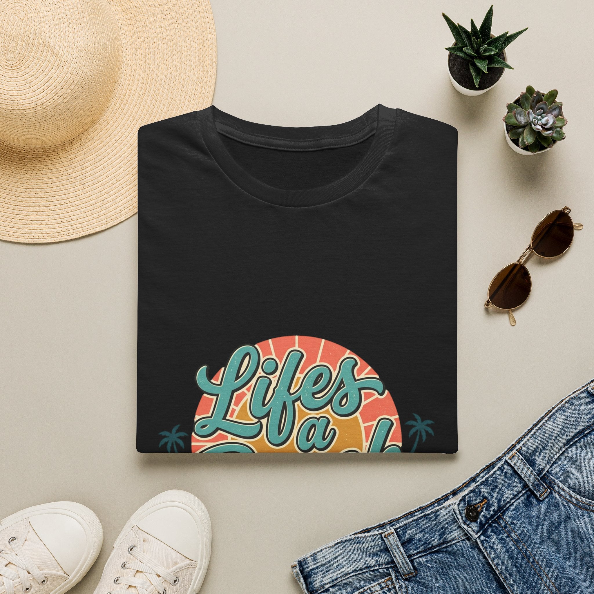 Life's a Beach T-Shirt — Retro Palm Sunset Summer Tee