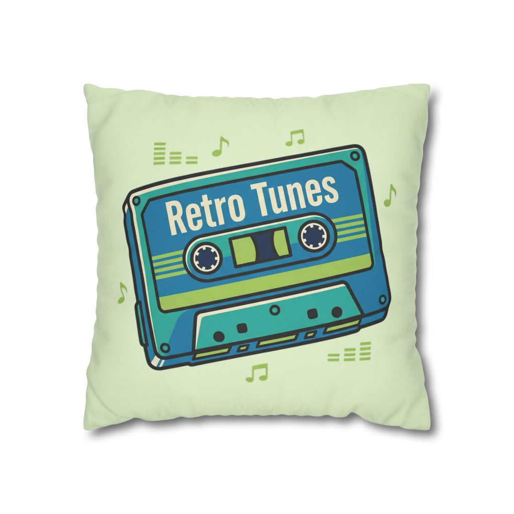 Retro Tunes Cassette Pillowcase — Square Poly Canvas Decorative Throw Pillow