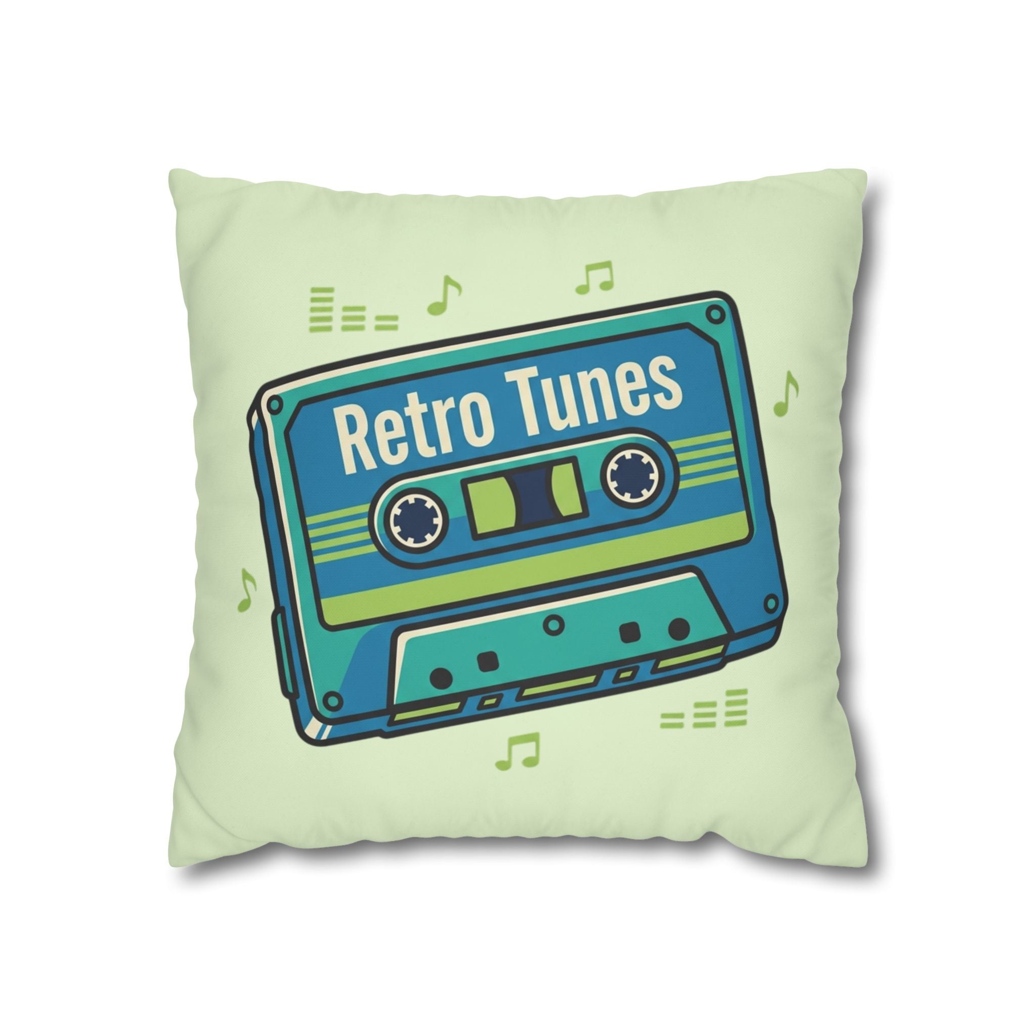 Retro Tunes Cassette Pillowcase — Square Poly Canvas Decorative Throw Pillow