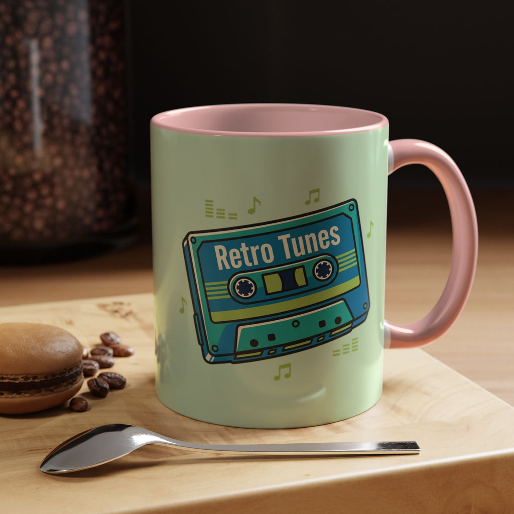 Retro Tunes Accent Coffee Mug — Cassette Tape Music Lovers Gift (11/15oz)