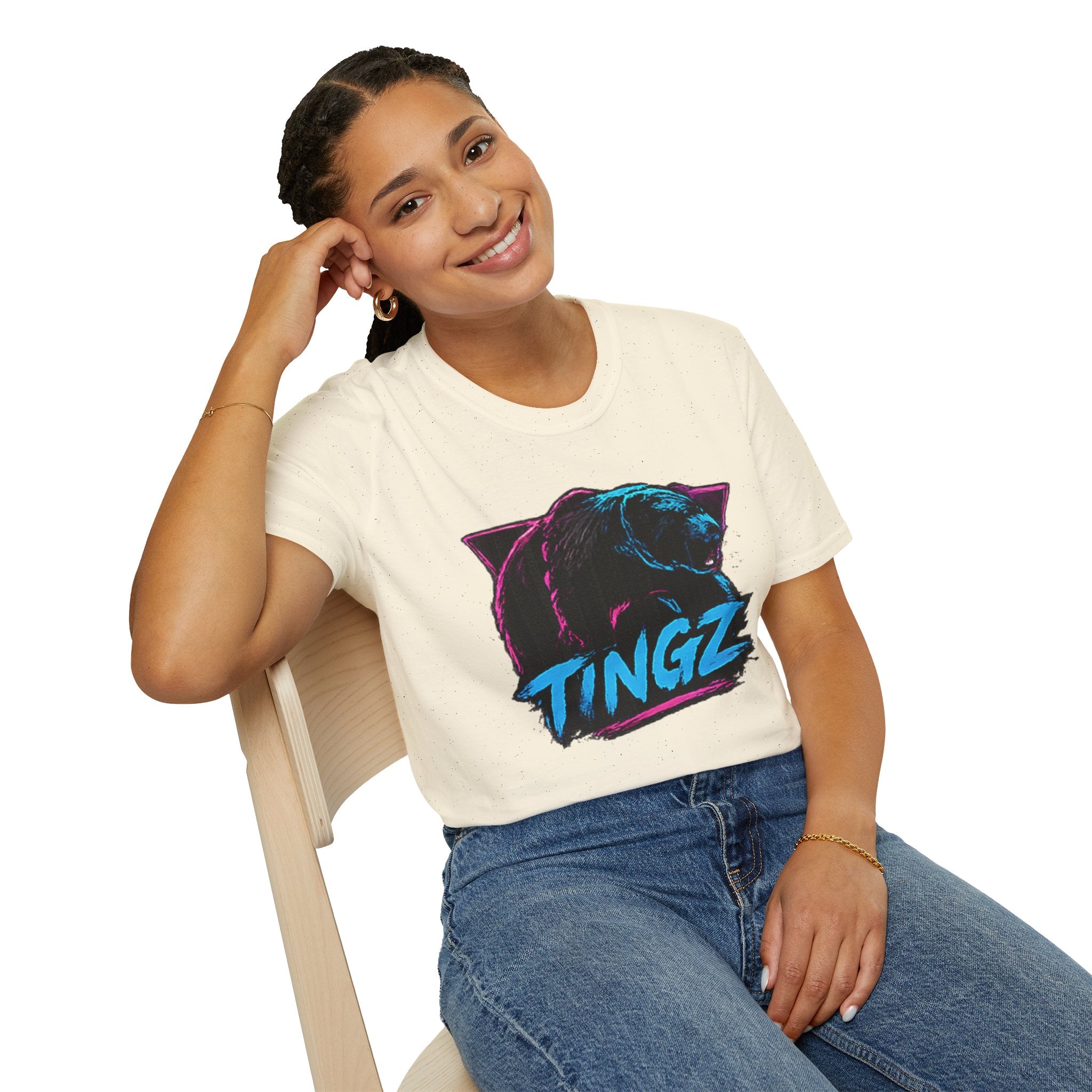 Bear TINGZ Graphic T-Shirt —  Retro Neon Crew Tee