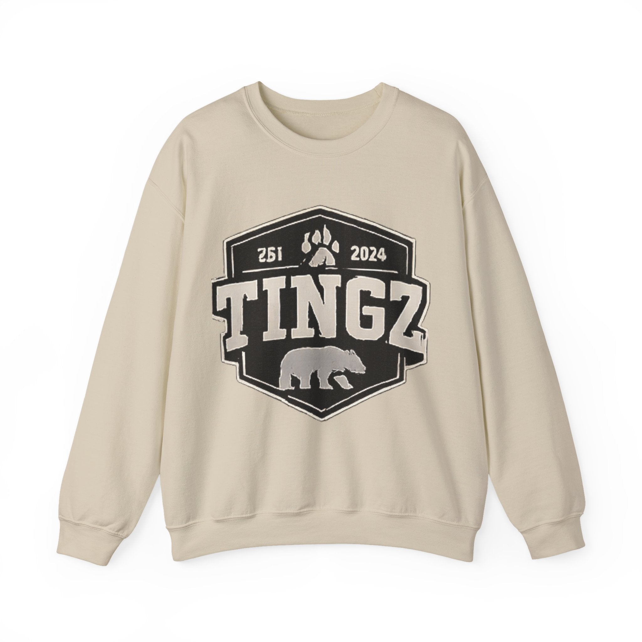 BEAR TINGZ  Badge Unisex Crewneck Sweatshirt | Vintage Wildlife Graphic Sweatshirt | Classic Streetwear Pullover