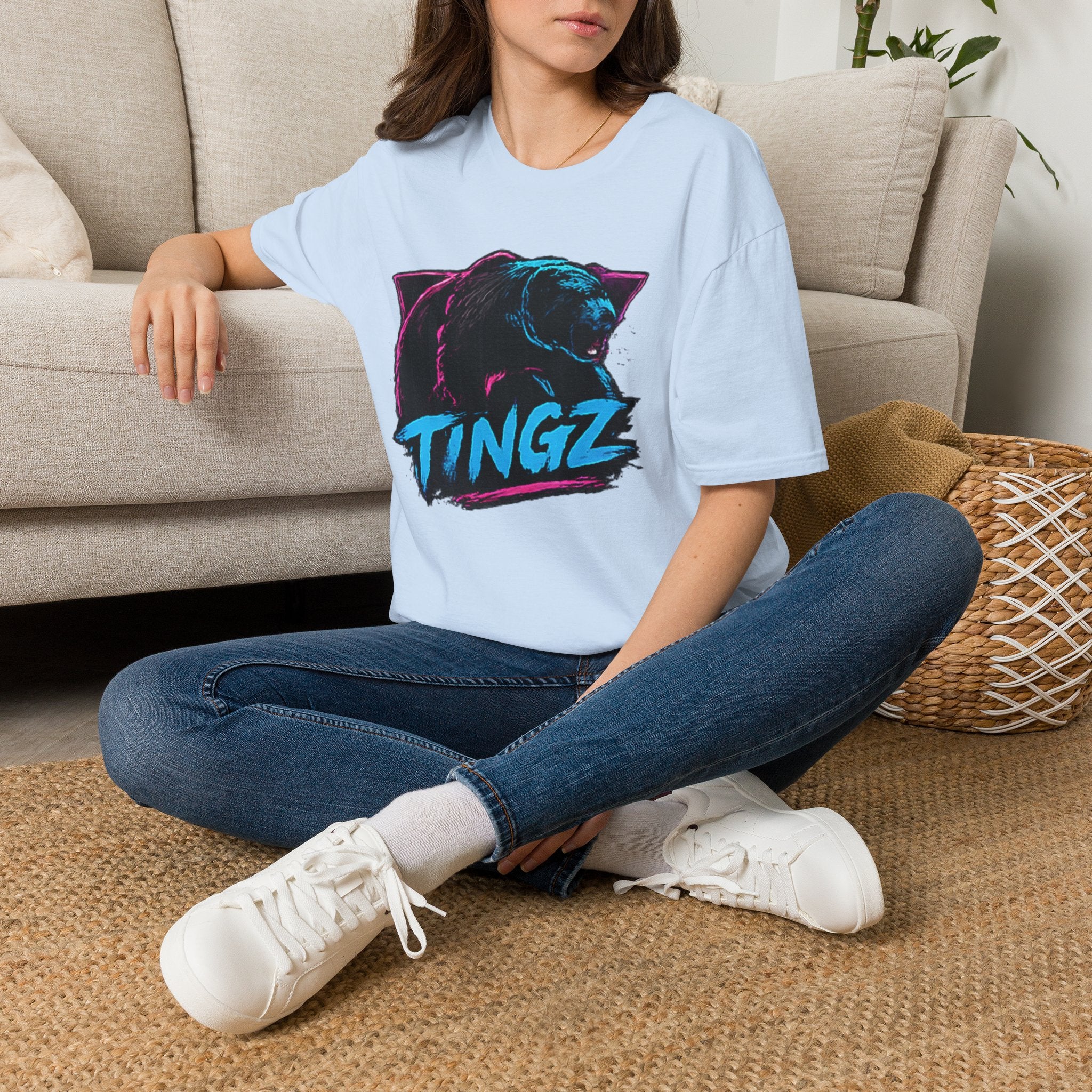 Bear TINGZ Graphic T-Shirt —  Retro Neon Crew Tee