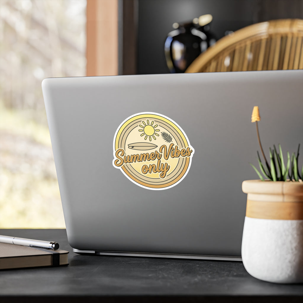 Summer Vibes Only Sticker — Retro Surfboard Vinyl Kiss-Cut