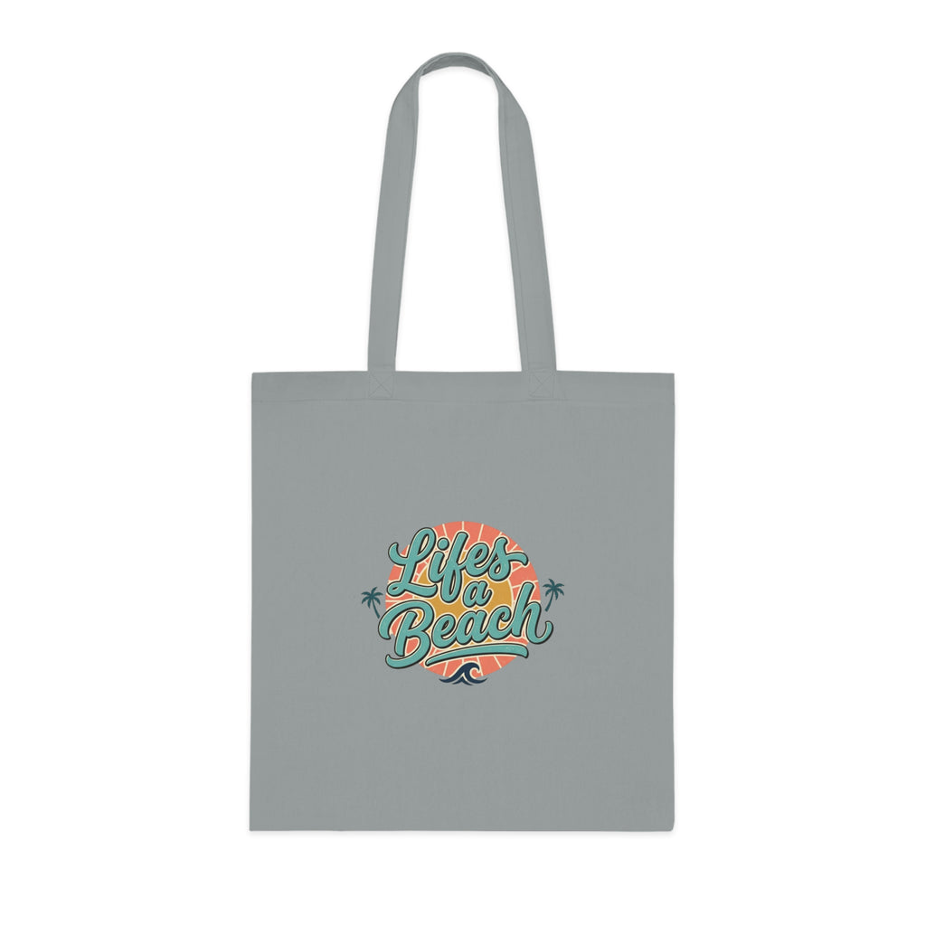 Life's a Beach Cotton Tote — Retro Surf Beach Bag with Palm Trees