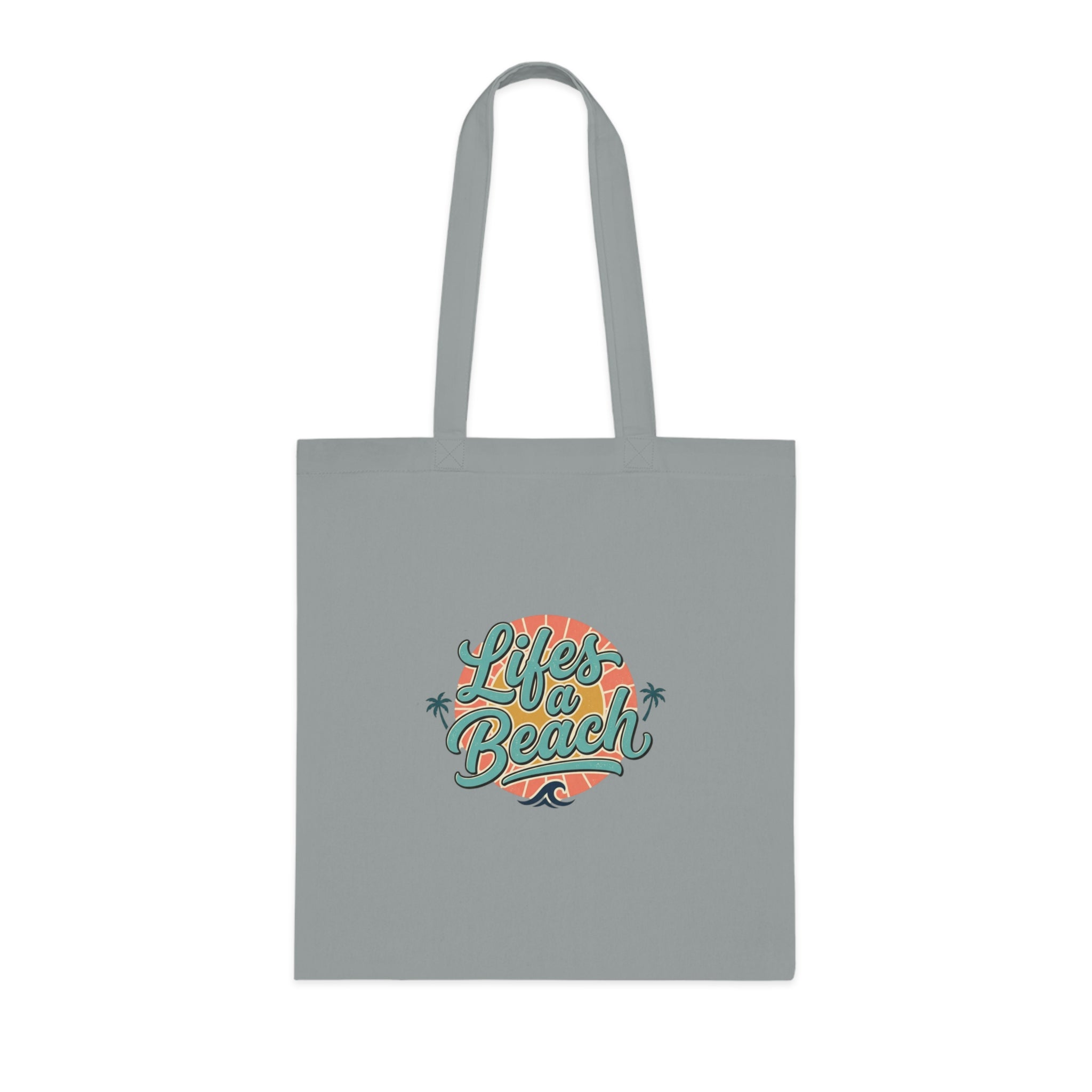 Life's a Beach Cotton Tote — Retro Surf Beach Bag with Palm Trees