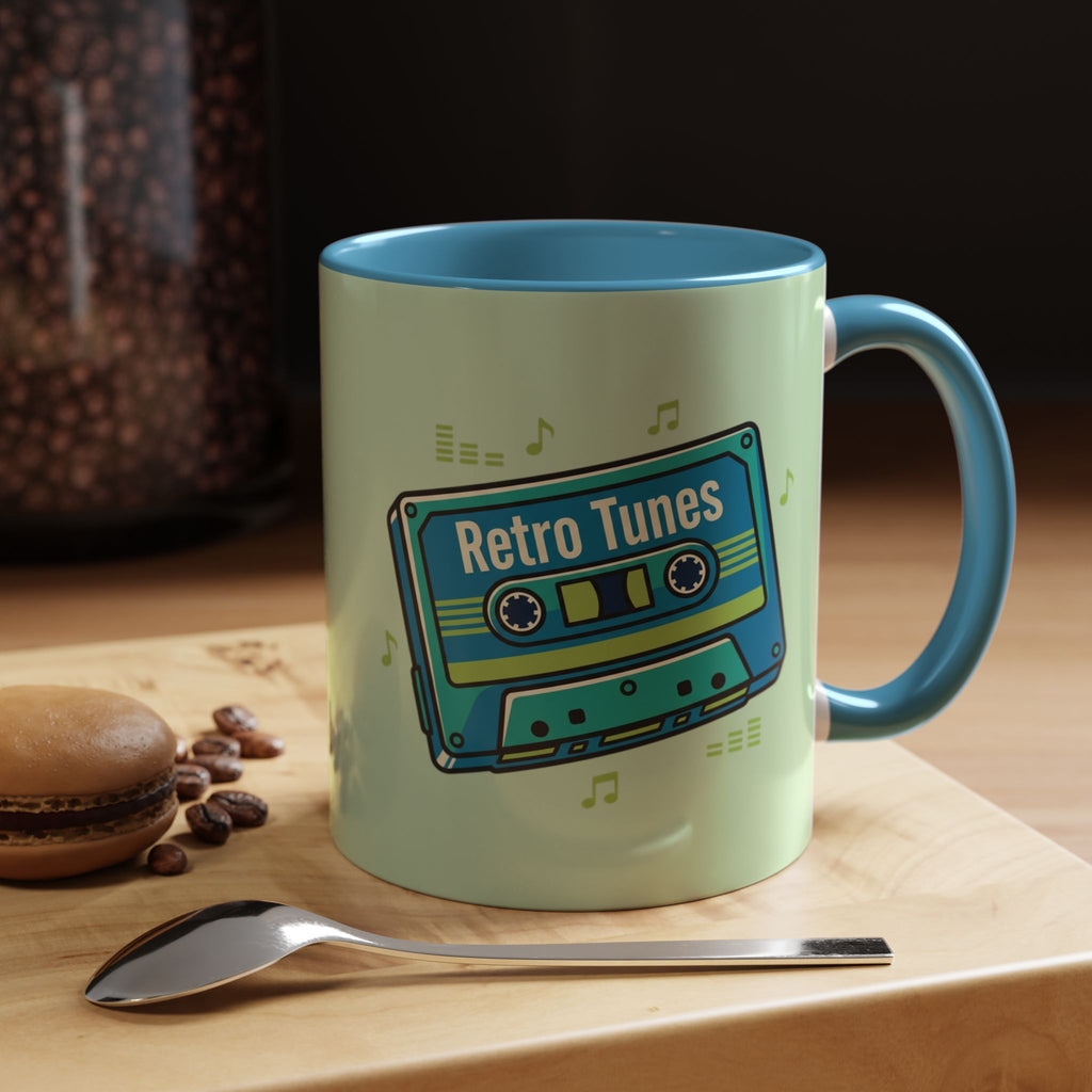 Retro Tunes Accent Coffee Mug — Cassette Tape Music Lovers Gift (11/15oz)