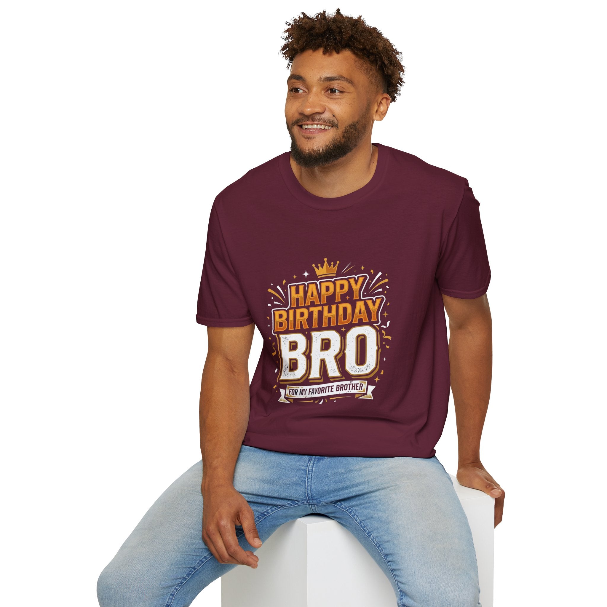 Happy Birthday Bro T-Shirt — Bold Crowned Birthday Tee for Brother