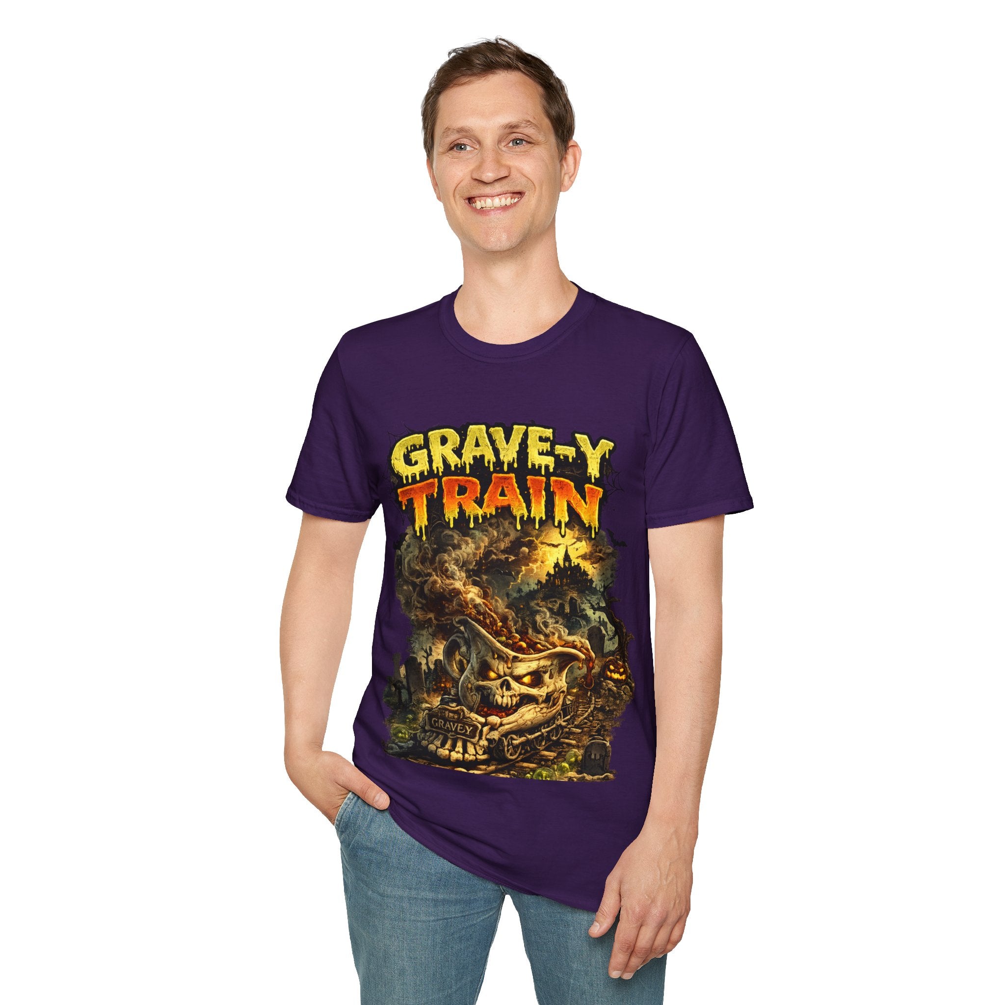 Grave-Y Train T-Shirt — Retro Horror Skull Graphic Tee
