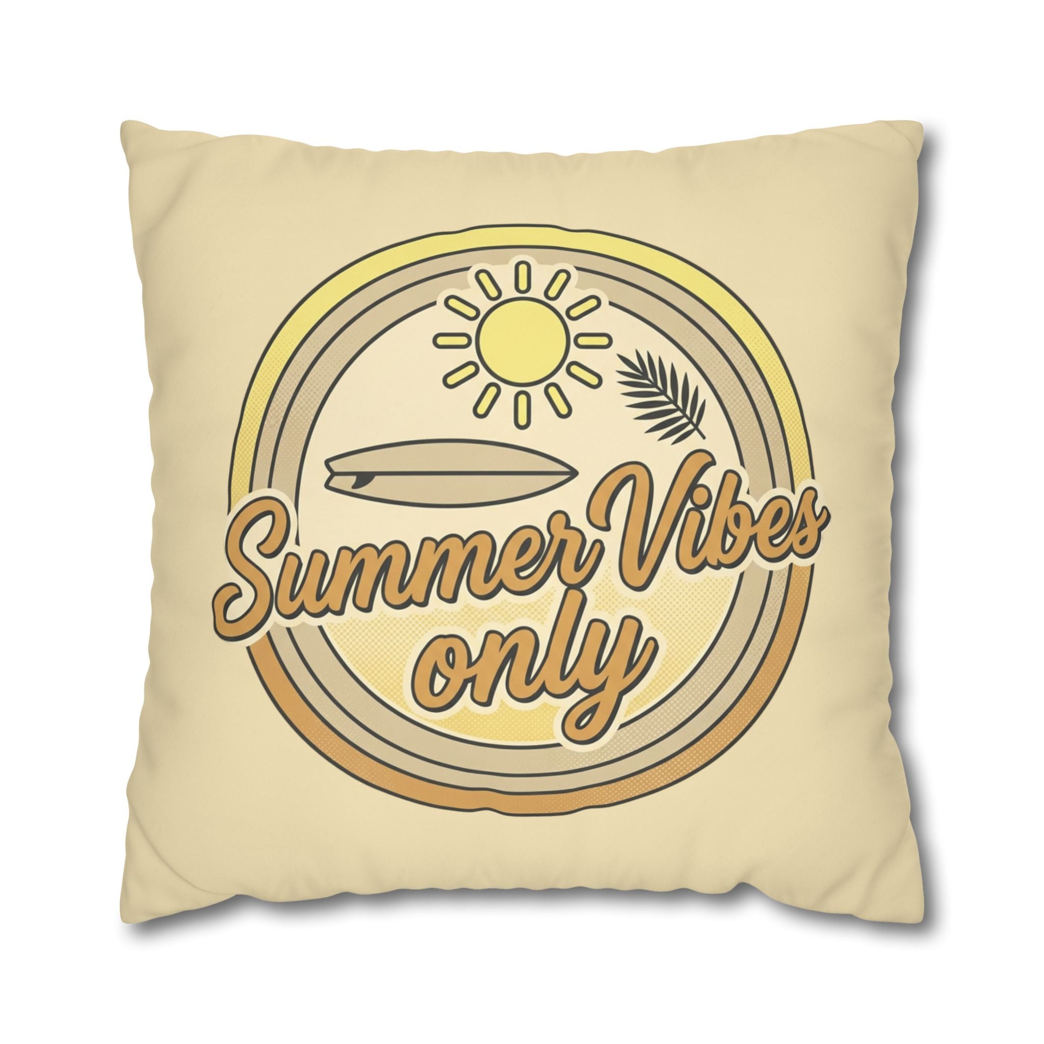 Summer Vibes Only Pillowcase — Retro Surf Beach Decorative Throw Pillow