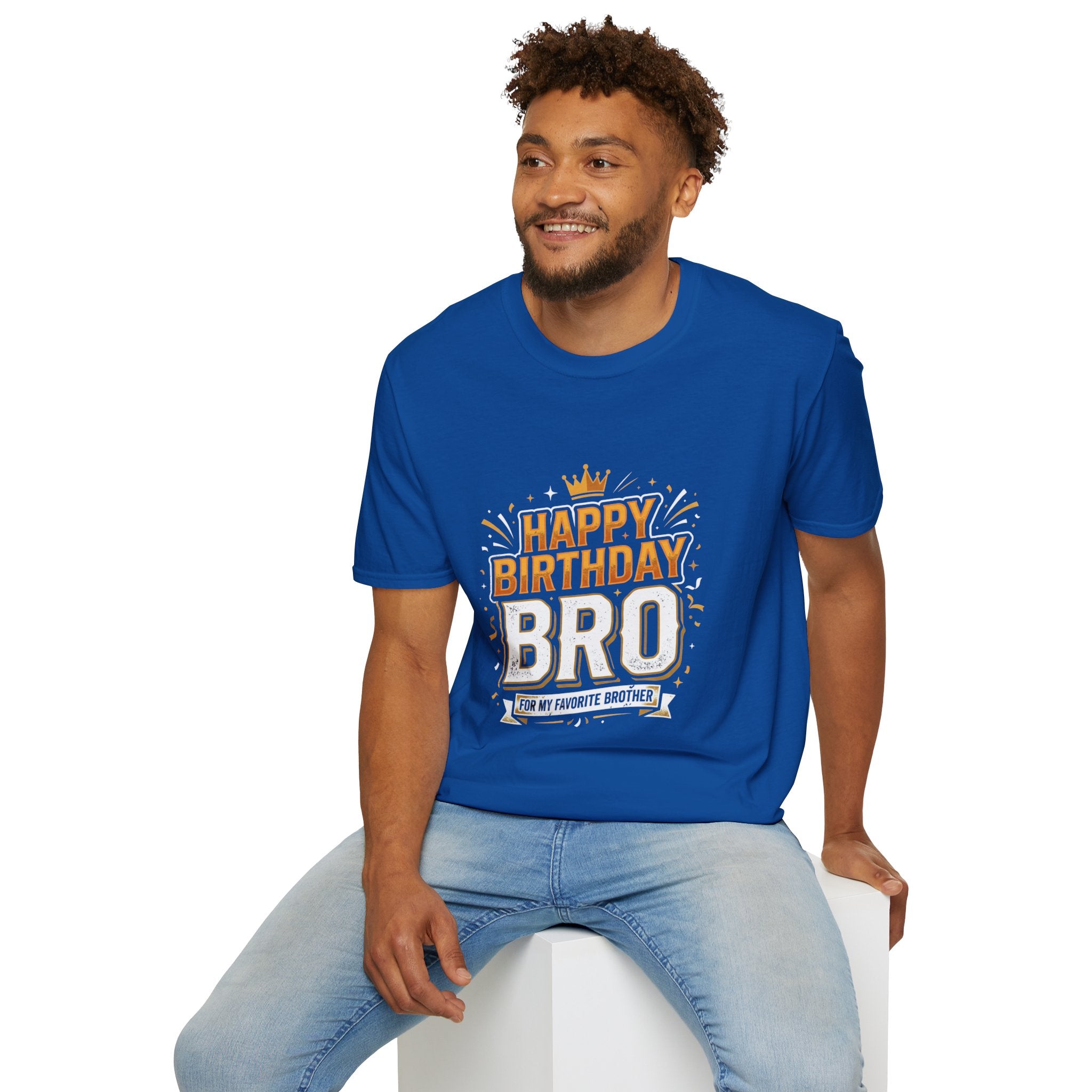 Happy Birthday Bro T-Shirt — Bold Crowned Birthday Tee for Brother