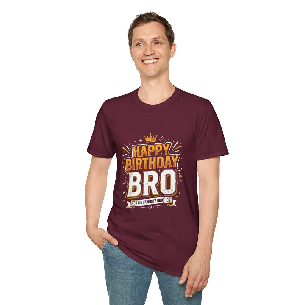 Happy Birthday Bro T-Shirt — Bold Crowned Birthday Tee for Brother