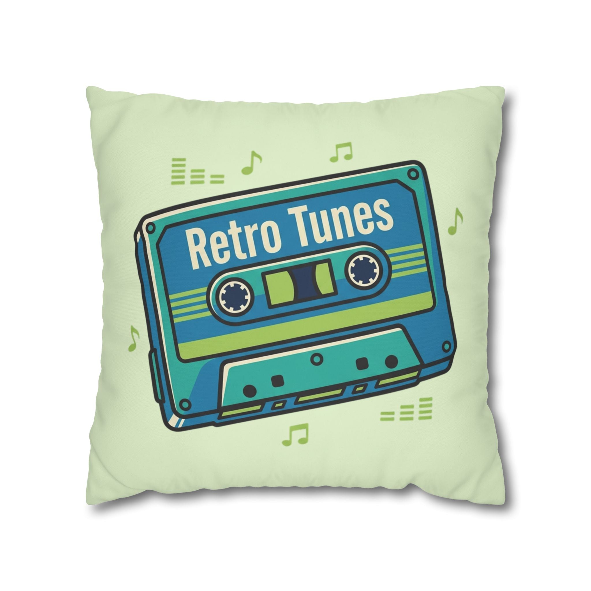 Retro Tunes Cassette Pillowcase — Square Poly Canvas Decorative Throw Pillow