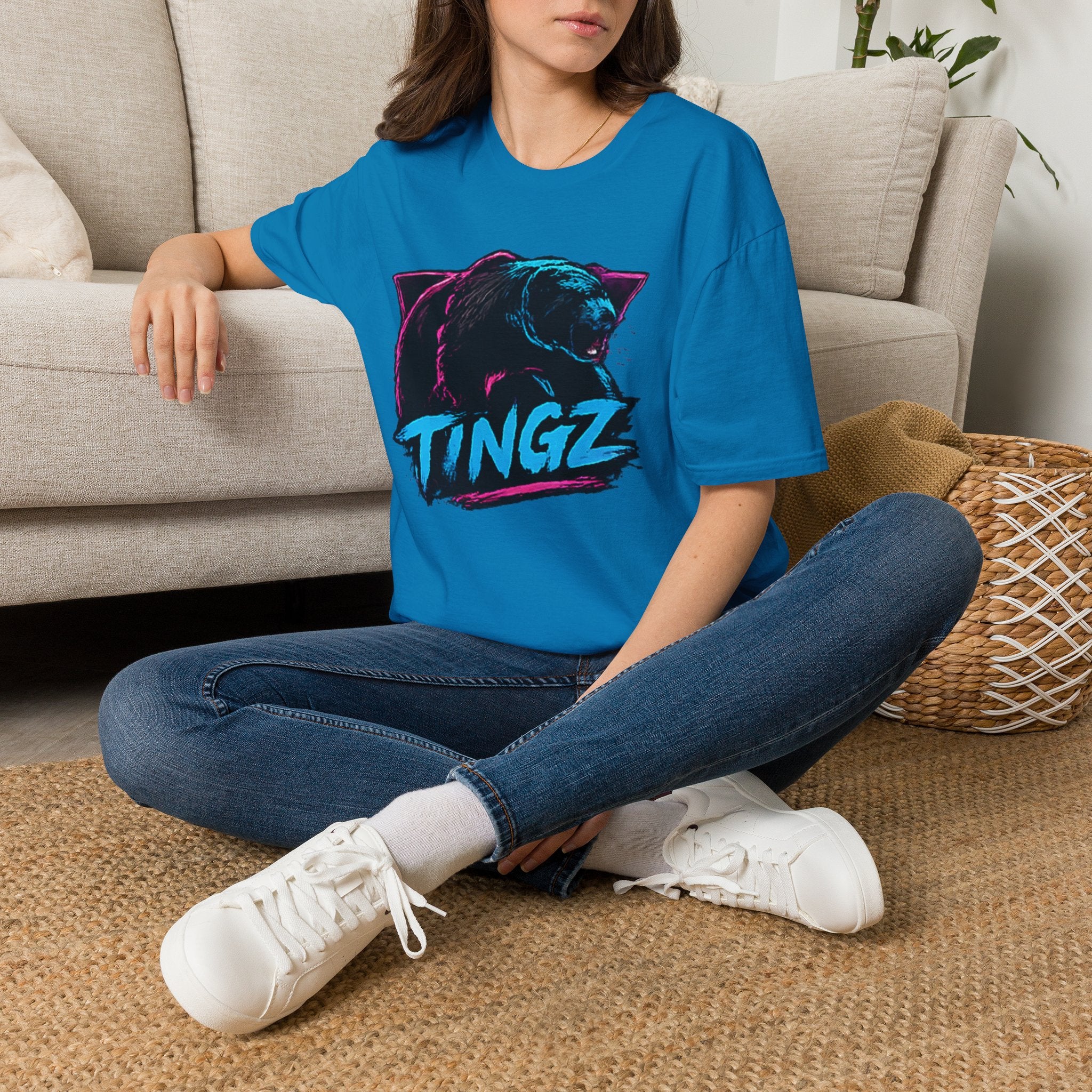 Bear TINGZ Graphic T-Shirt —  Retro Neon Crew Tee