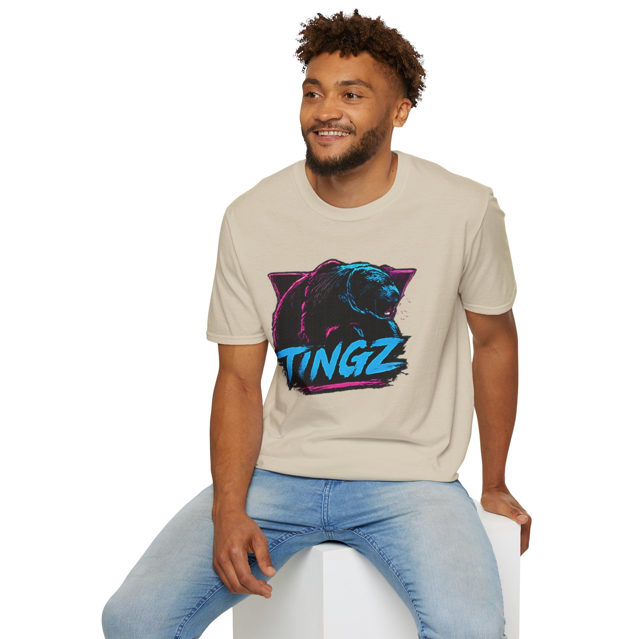Bear TINGZ Graphic T-Shirt —  Retro Neon Crew Tee