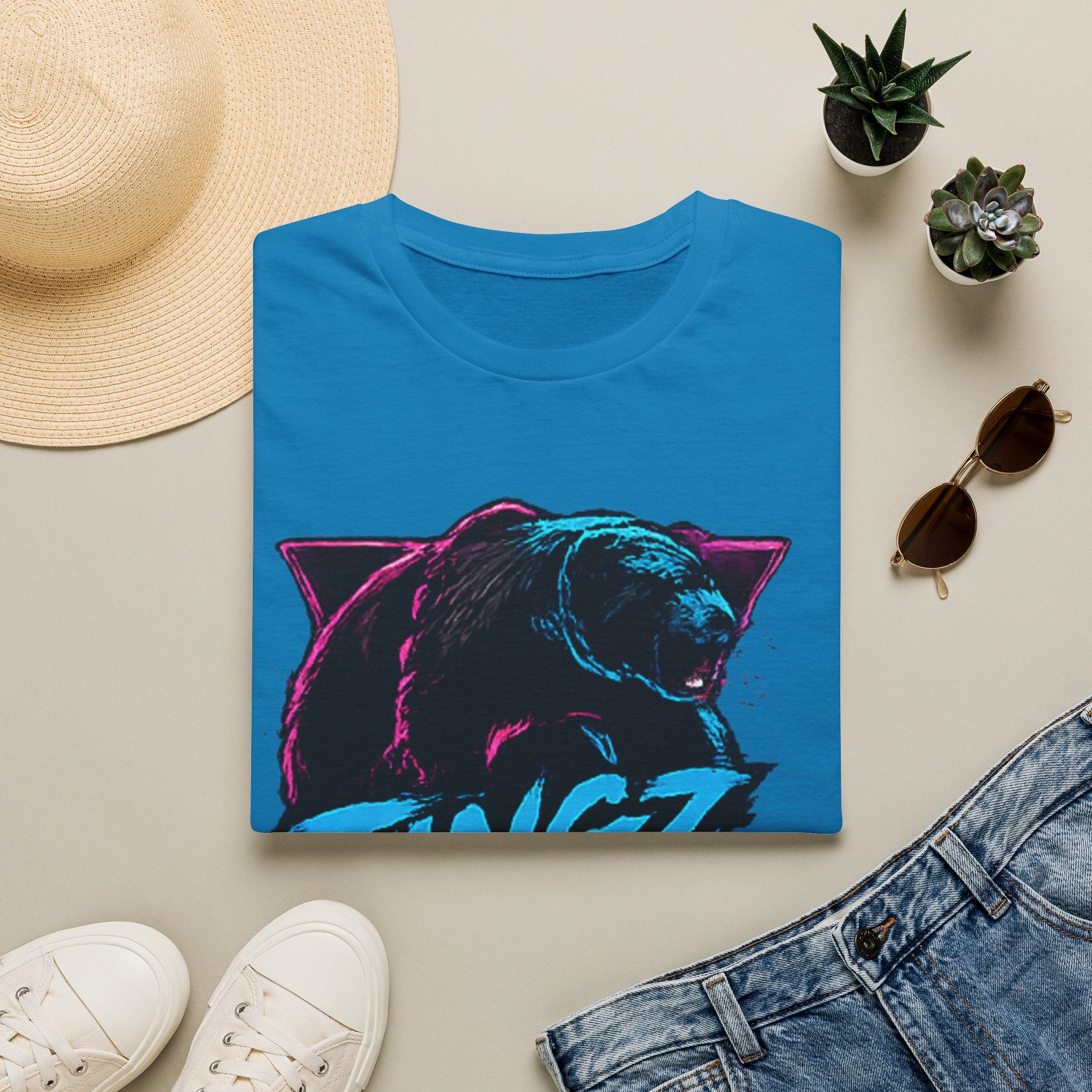 Bear TINGZ Graphic T-Shirt —  Retro Neon Crew Tee