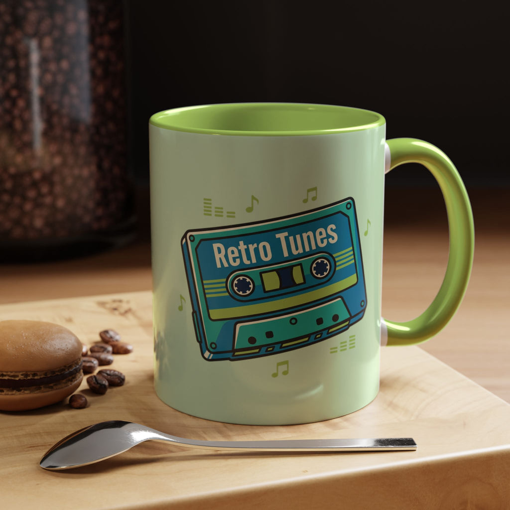 Retro Tunes Accent Coffee Mug — Cassette Tape Music Lovers Gift (11/15oz)