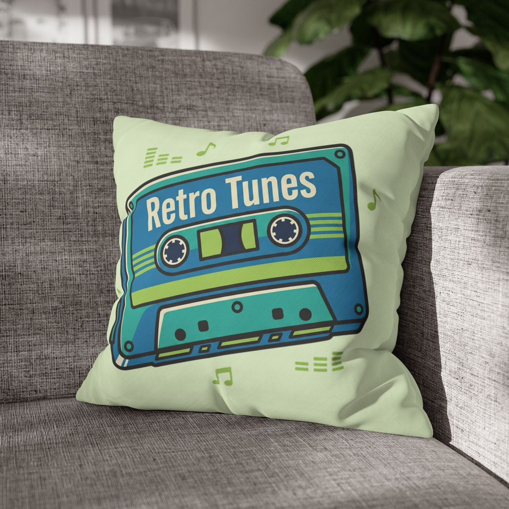 Retro Tunes Cassette Pillowcase — Square Poly Canvas Decorative Throw Pillow