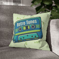 Retro Tunes Cassette Pillowcase — Square Poly Canvas Decorative Throw Pillow