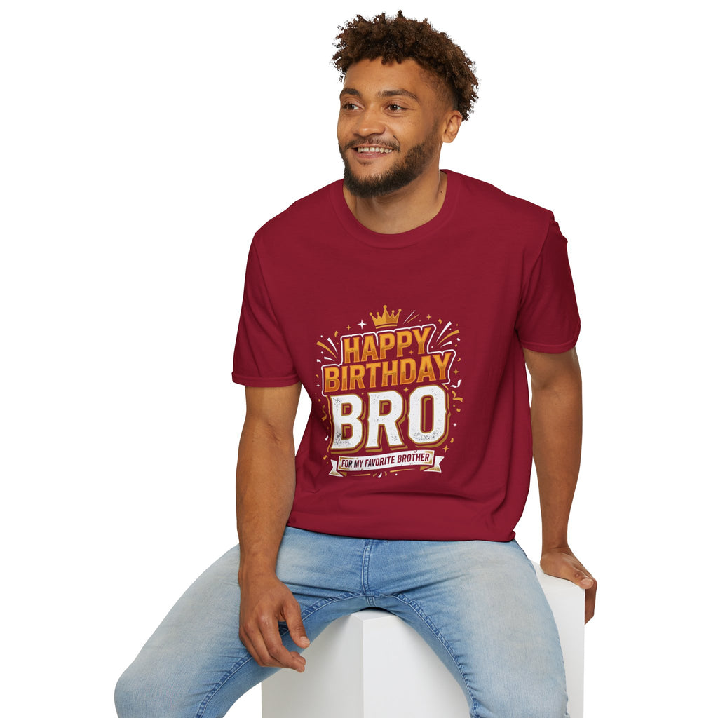 Happy Birthday Bro T-Shirt — Bold Crowned Birthday Tee for Brother