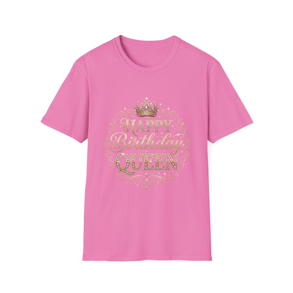Happy Birthday Queen T-Shirt — Decorative Crown Birthday Tee for Women
