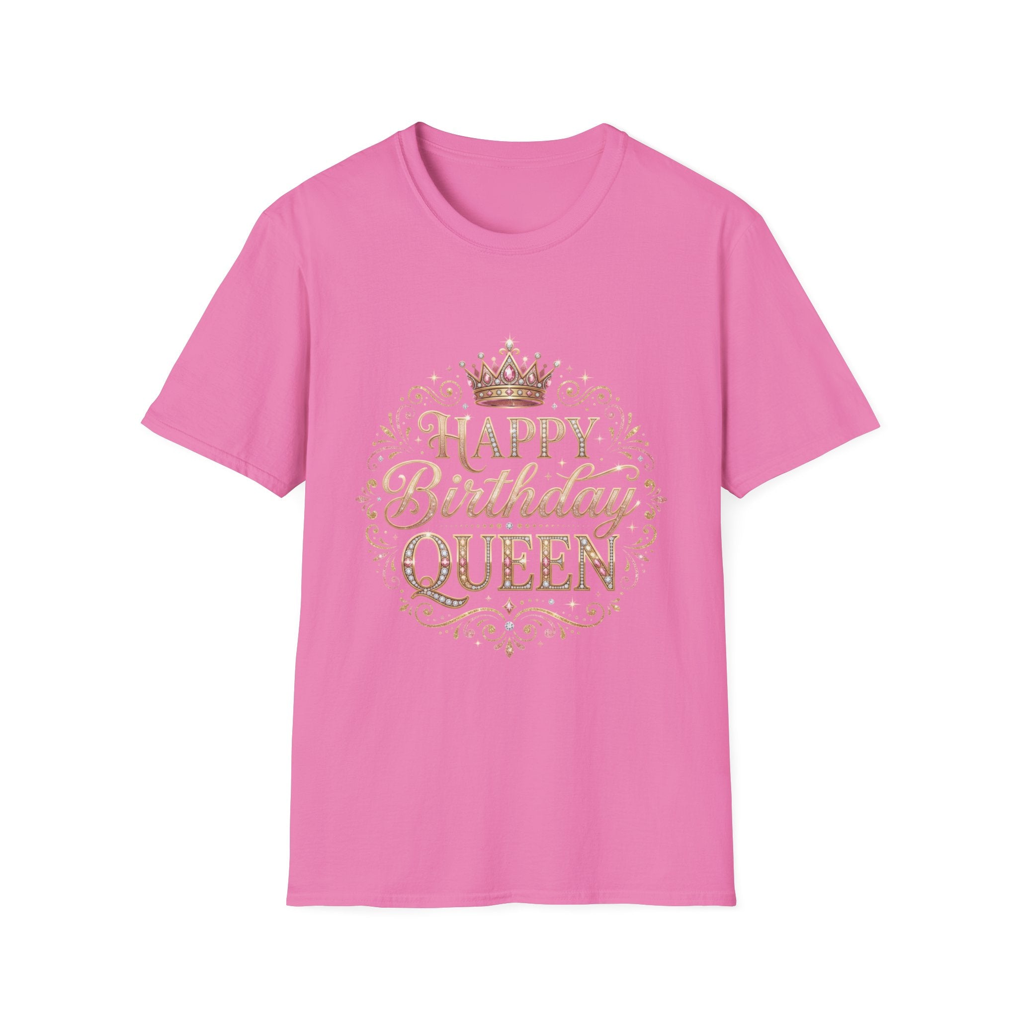 Happy Birthday Queen T-Shirt — Decorative Crown Birthday Tee for Women