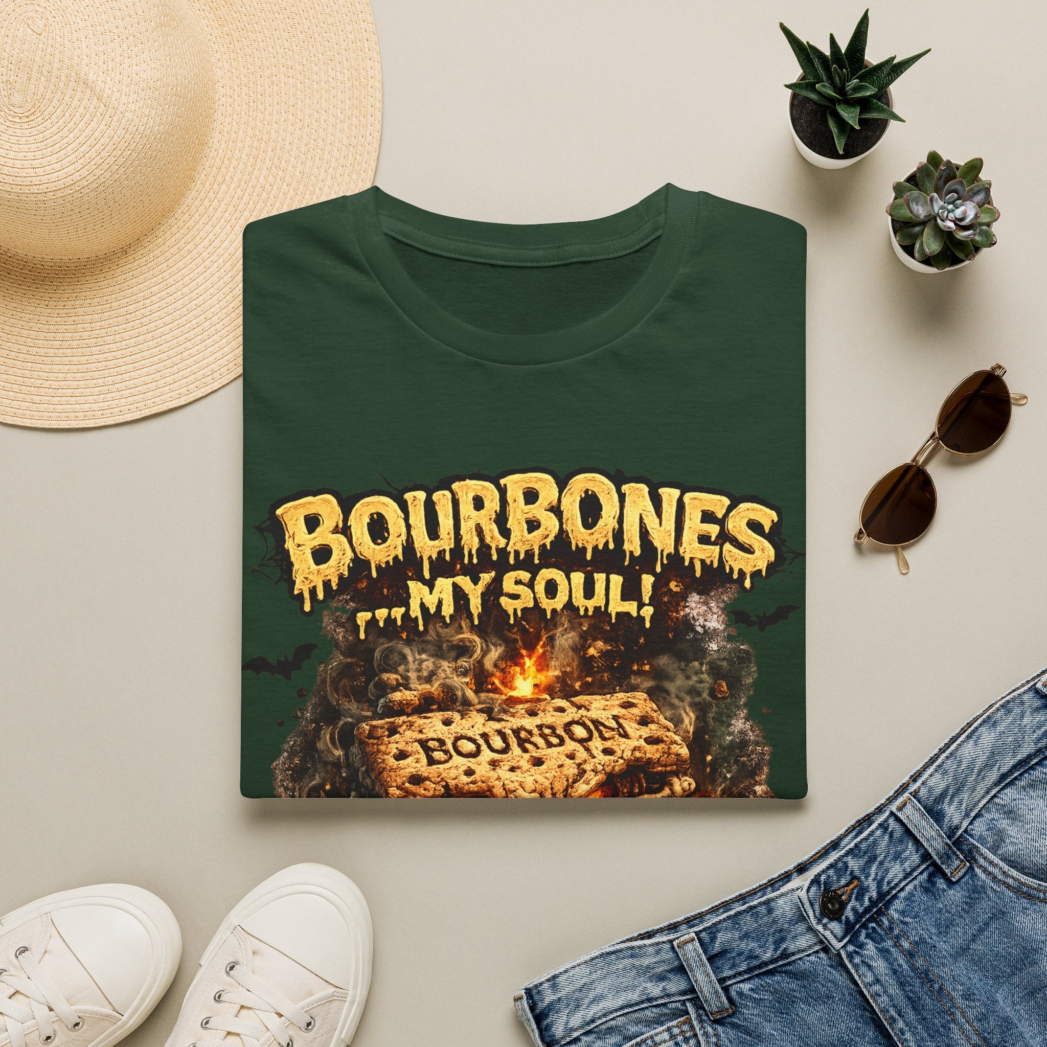 Bourbones My Soul T‑Shirt — Vintage Whiskey Skull Graphic Tee