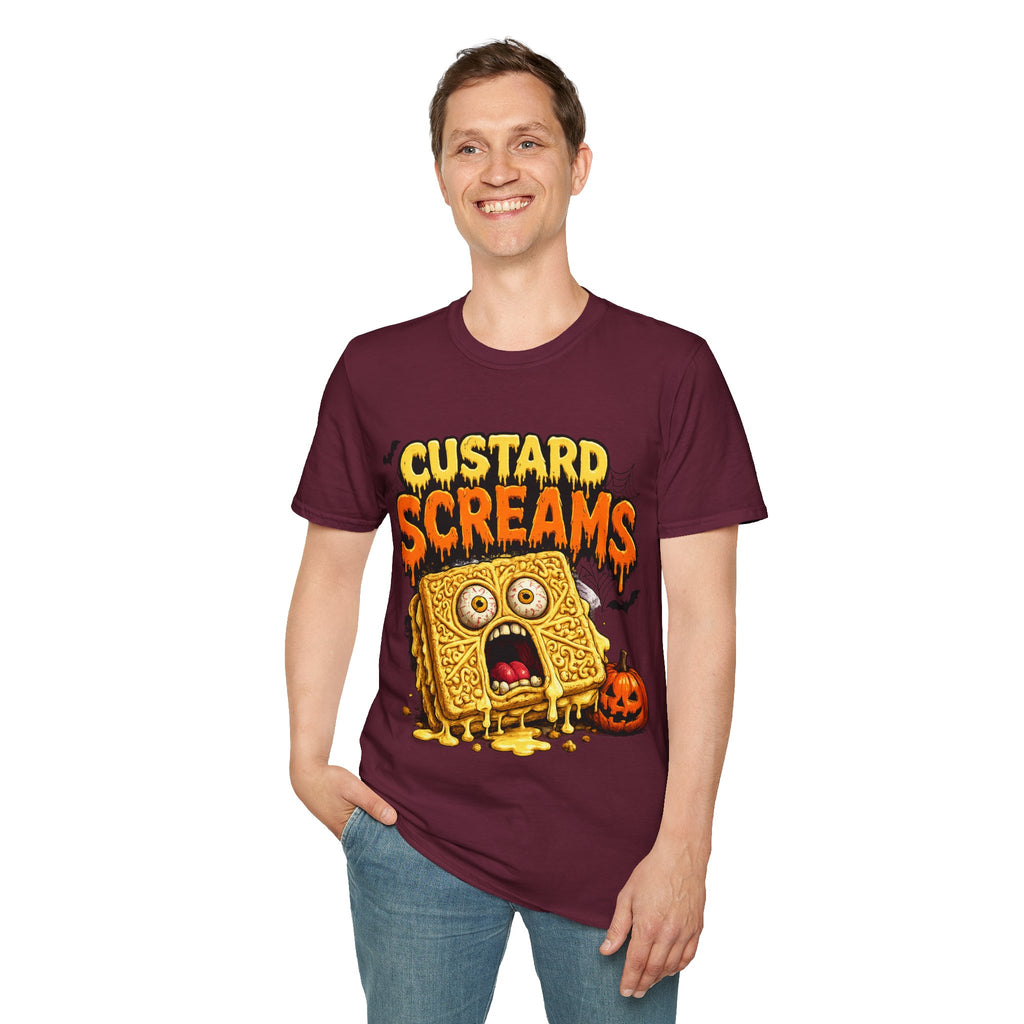 Custard Screams Halloween T-Shirt — Spooky Dessert Graphic Tee