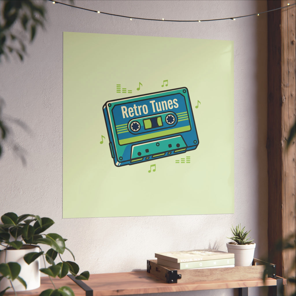Retro Tunes Cassette Poster — Vintage Music Wall Art