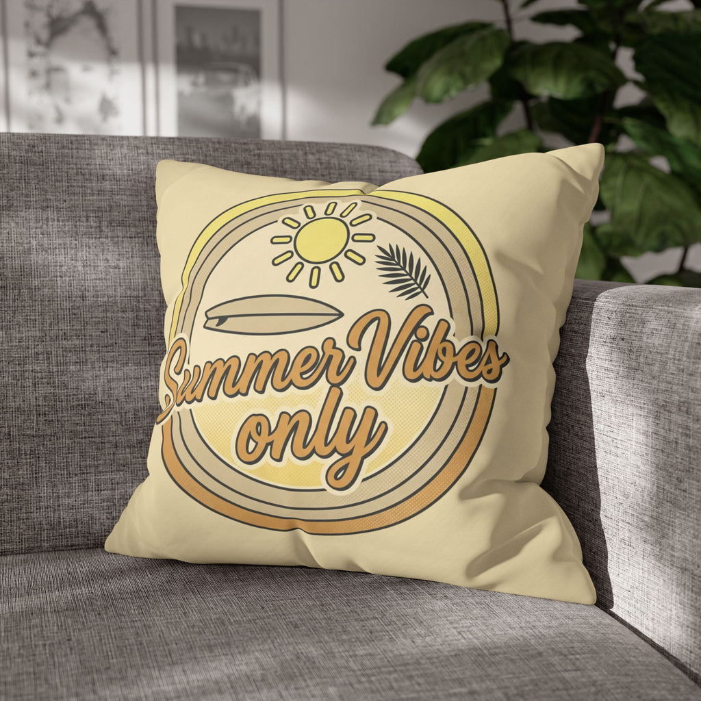 Summer Vibes Only Pillowcase — Retro Surf Beach Decorative Throw Pillow