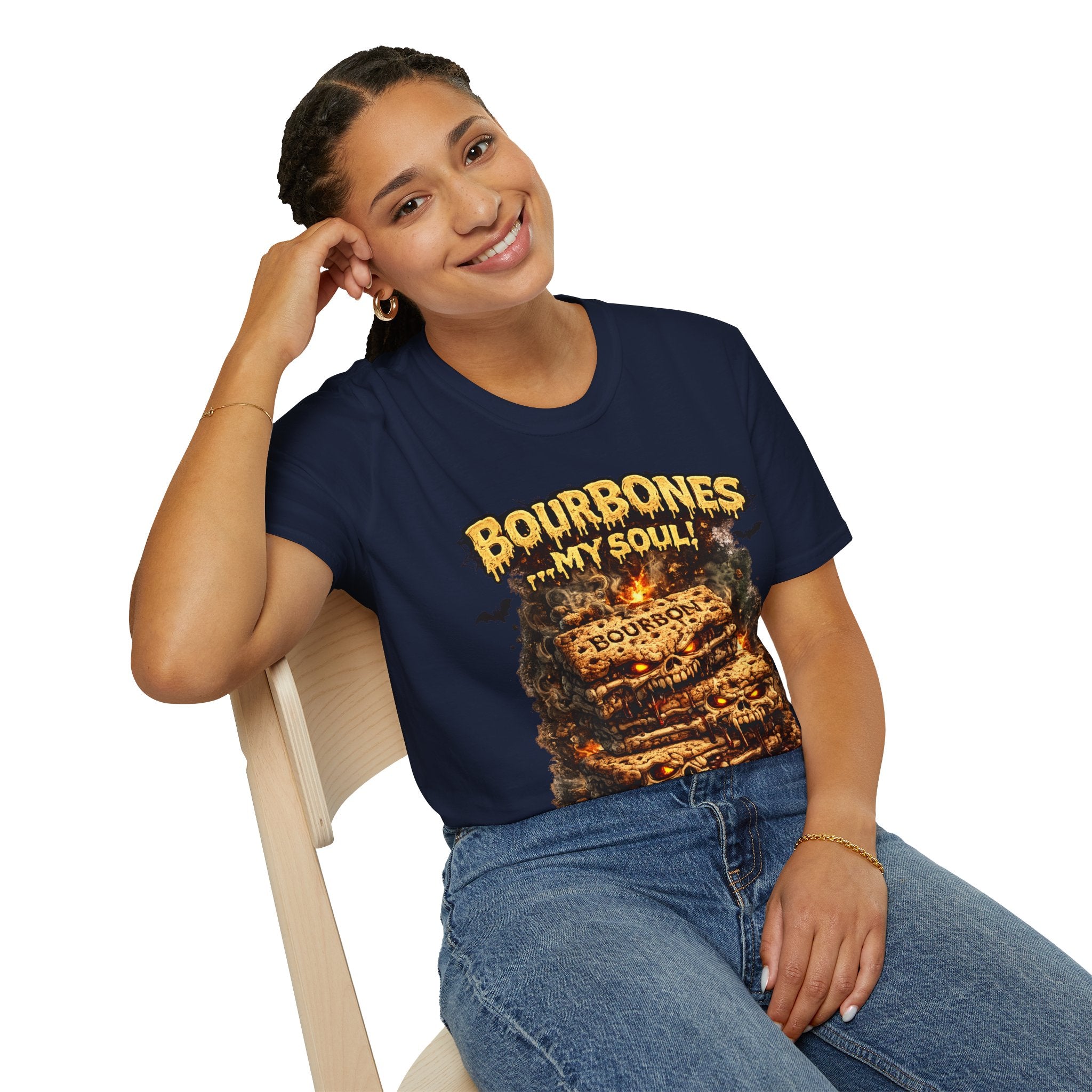 Bourbones My Soul T‑Shirt — Vintage Whiskey Skull Graphic Tee