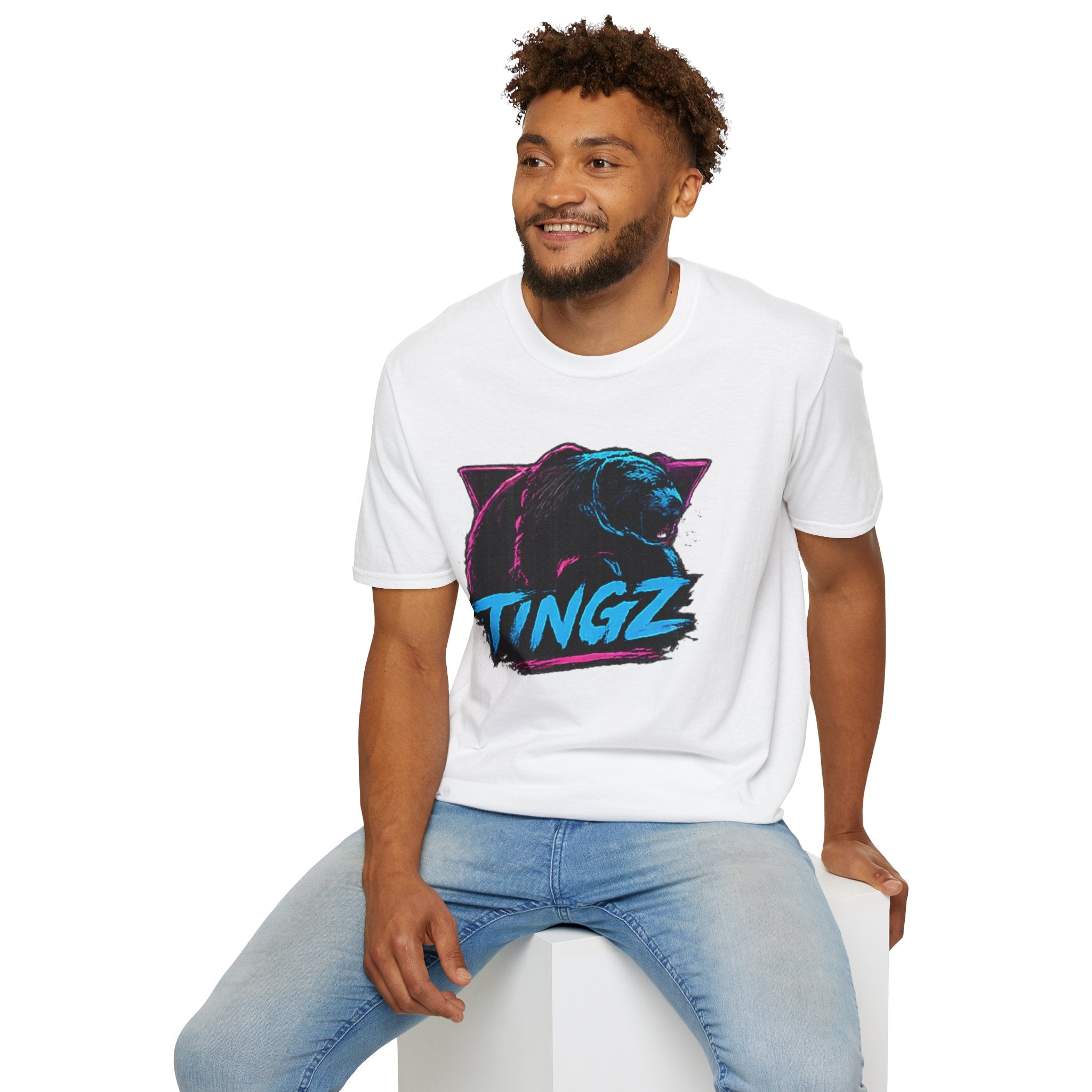 Bear TINGZ Graphic T-Shirt —  Retro Neon Crew Tee