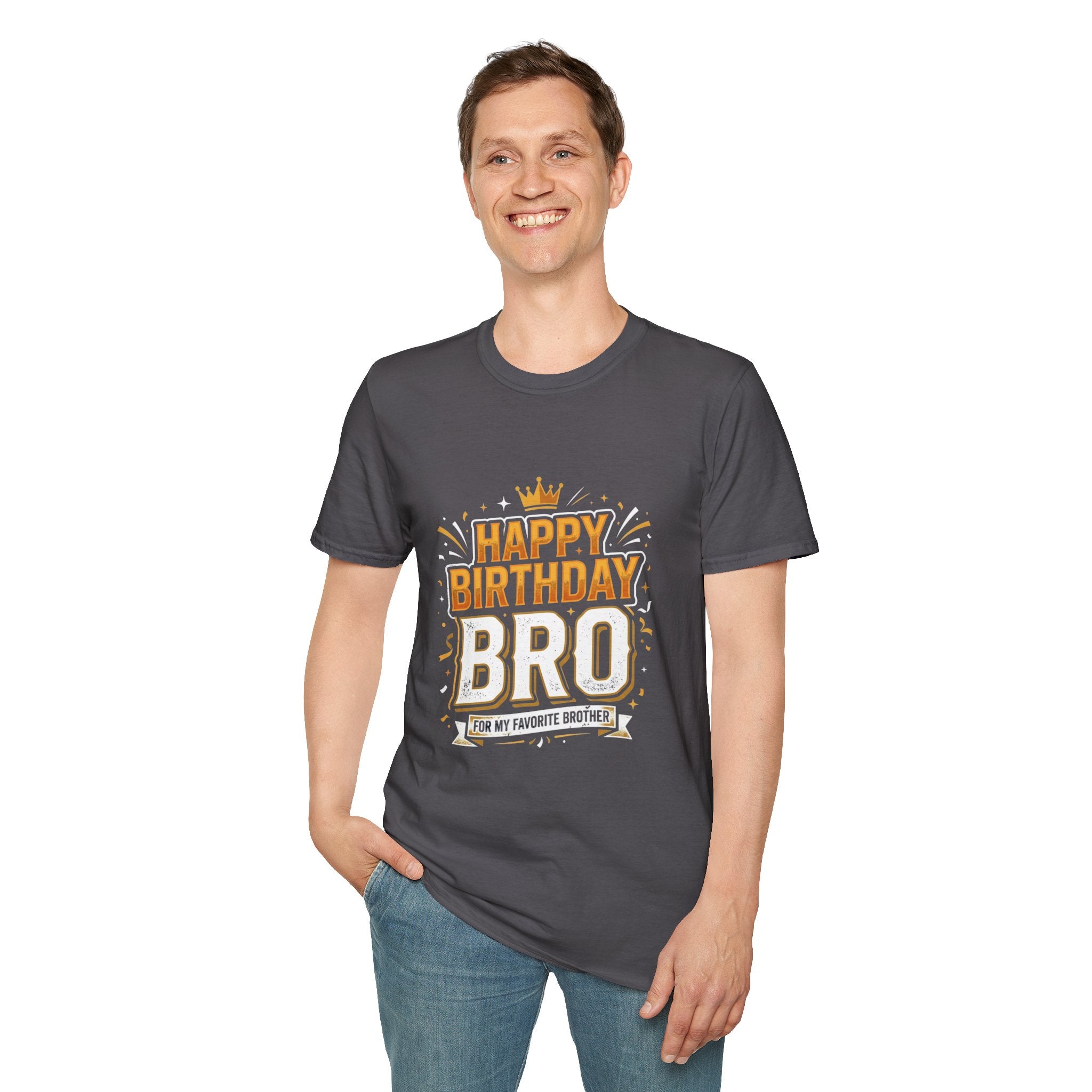 Happy Birthday Bro T-Shirt — Bold Crowned Birthday Tee for Brother