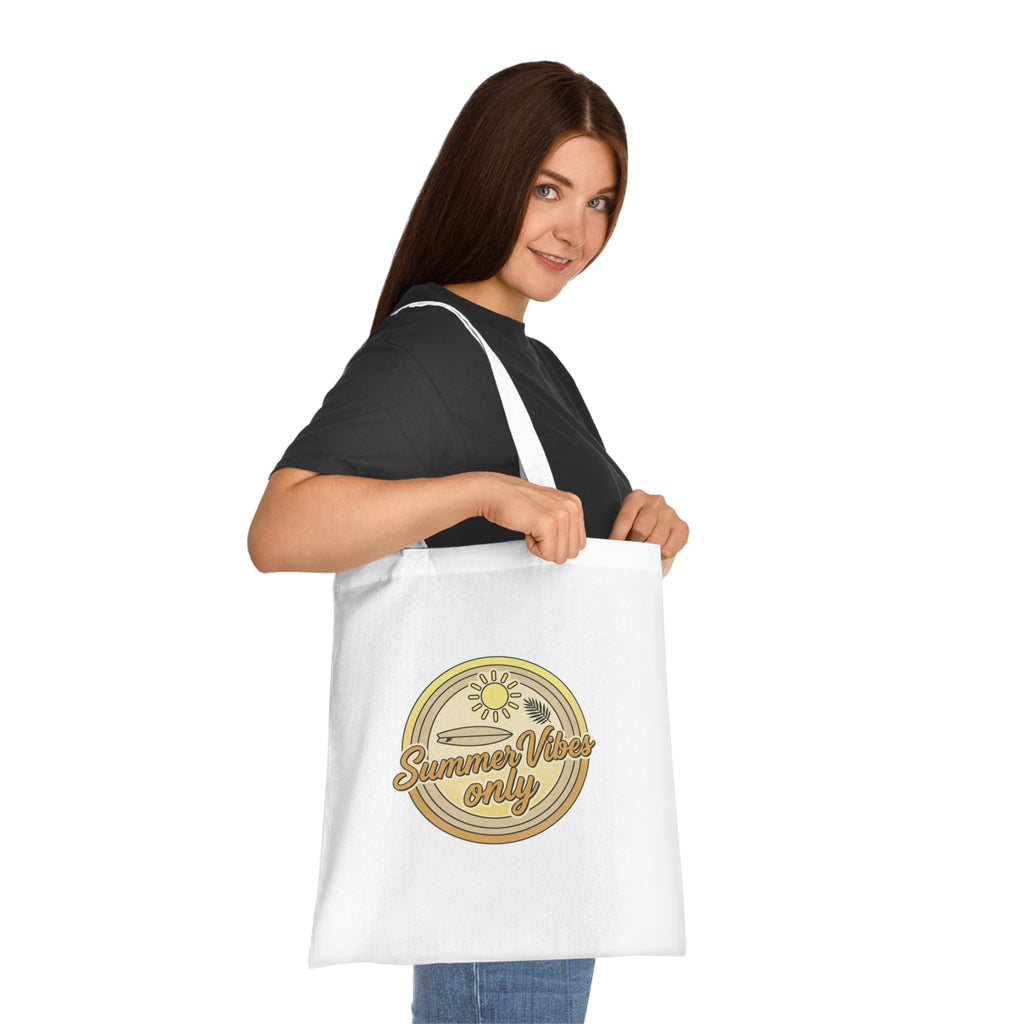 Summer Vibes Only Cotton Tote Bag — Retro Beach Graphic Eco Market Tote