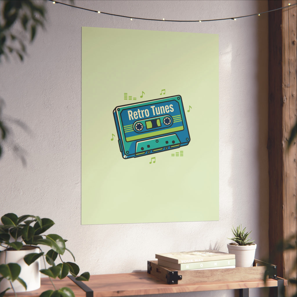 Retro Tunes Cassette Poster — Vintage Music Wall Art