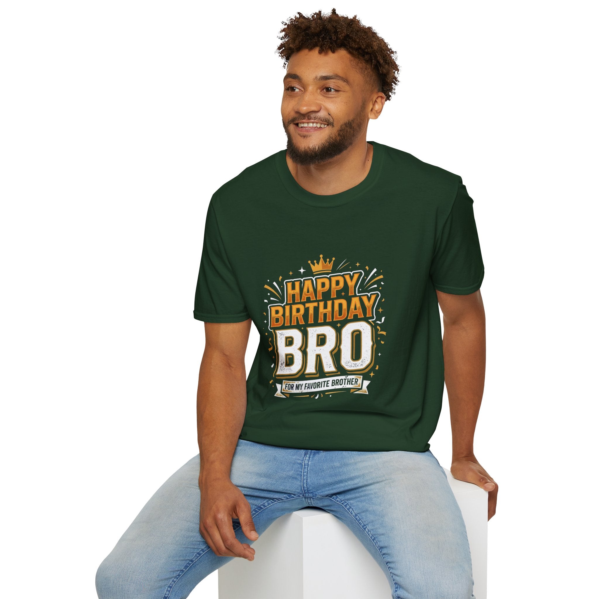 Happy Birthday Bro T-Shirt — Bold Crowned Birthday Tee for Brother
