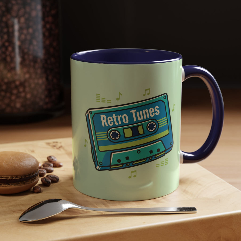 Retro Tunes Accent Coffee Mug — Cassette Tape Music Lovers Gift (11/15oz)