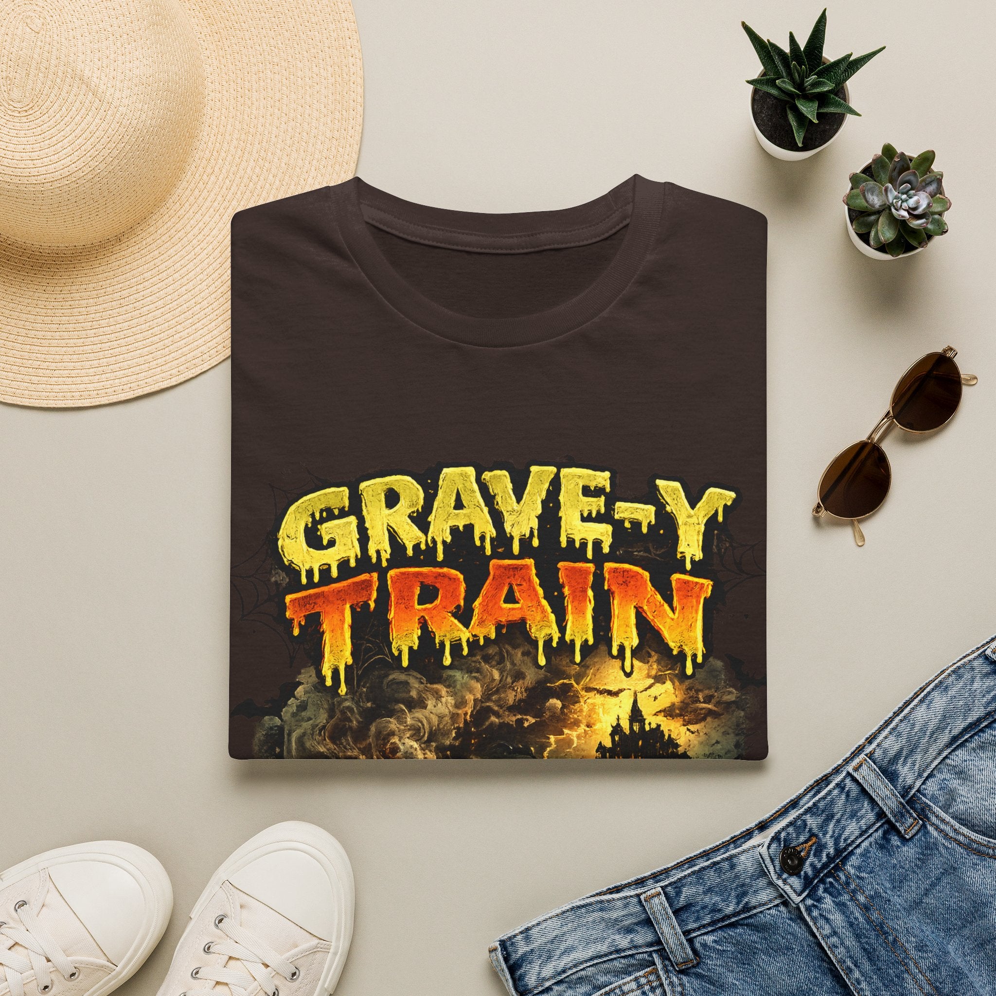 Grave-Y Train T-Shirt — Retro Horror Skull Graphic Tee