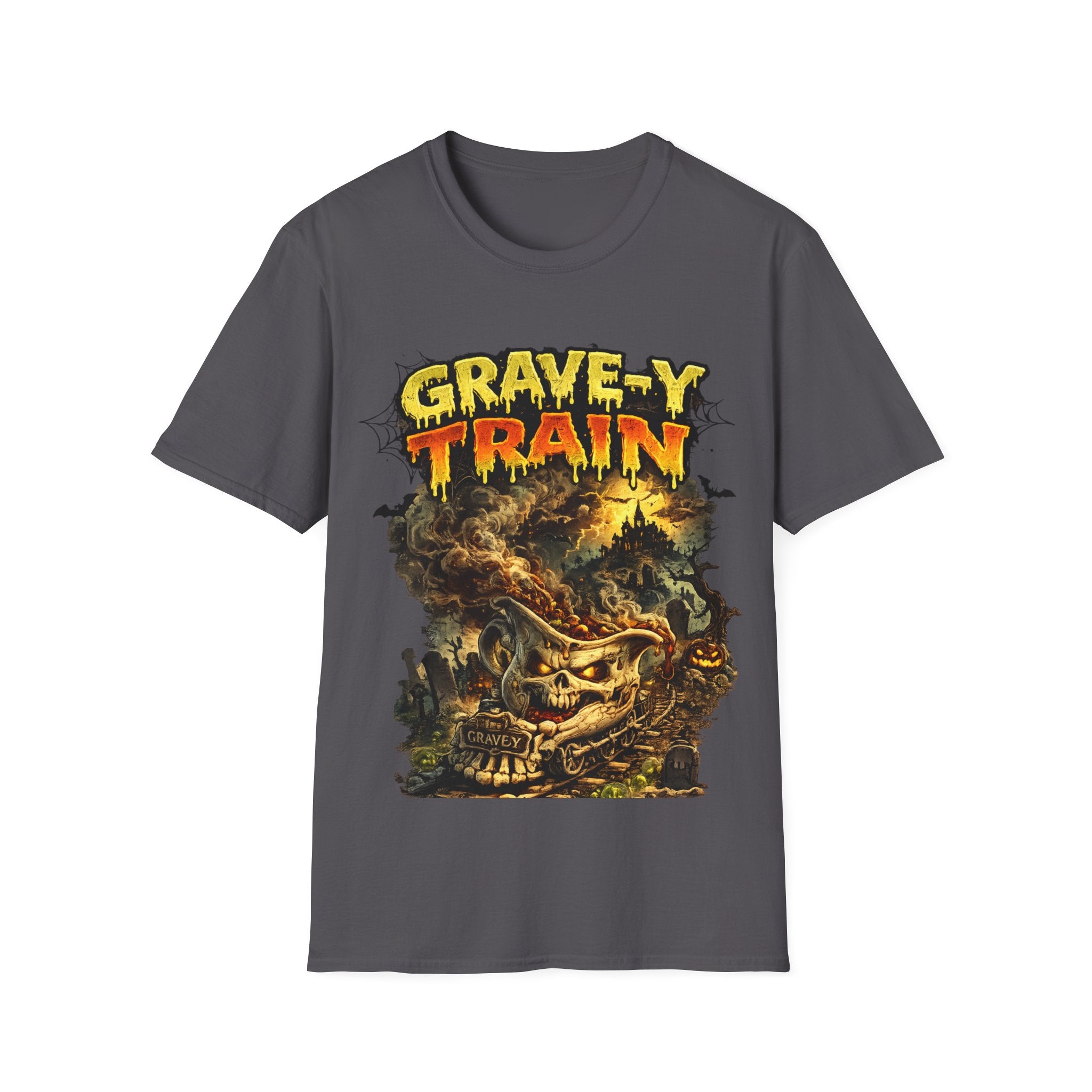Grave-Y Train T-Shirt — Retro Horror Skull Graphic Tee