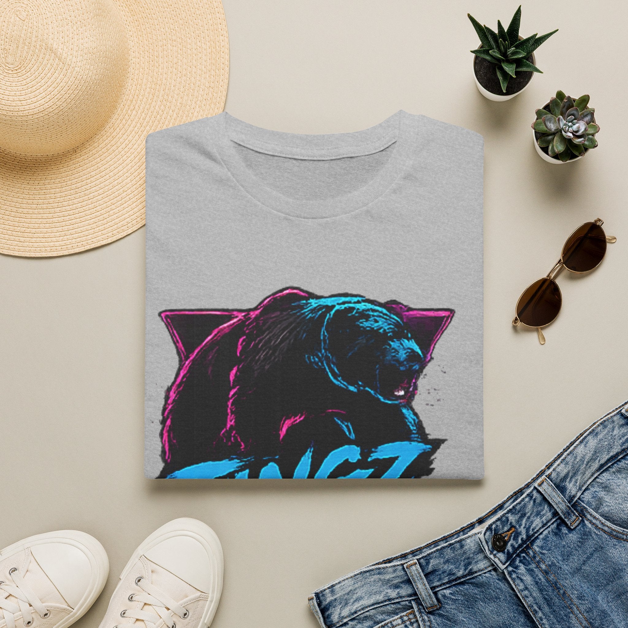 Bear TINGZ Graphic T-Shirt —  Retro Neon Crew Tee