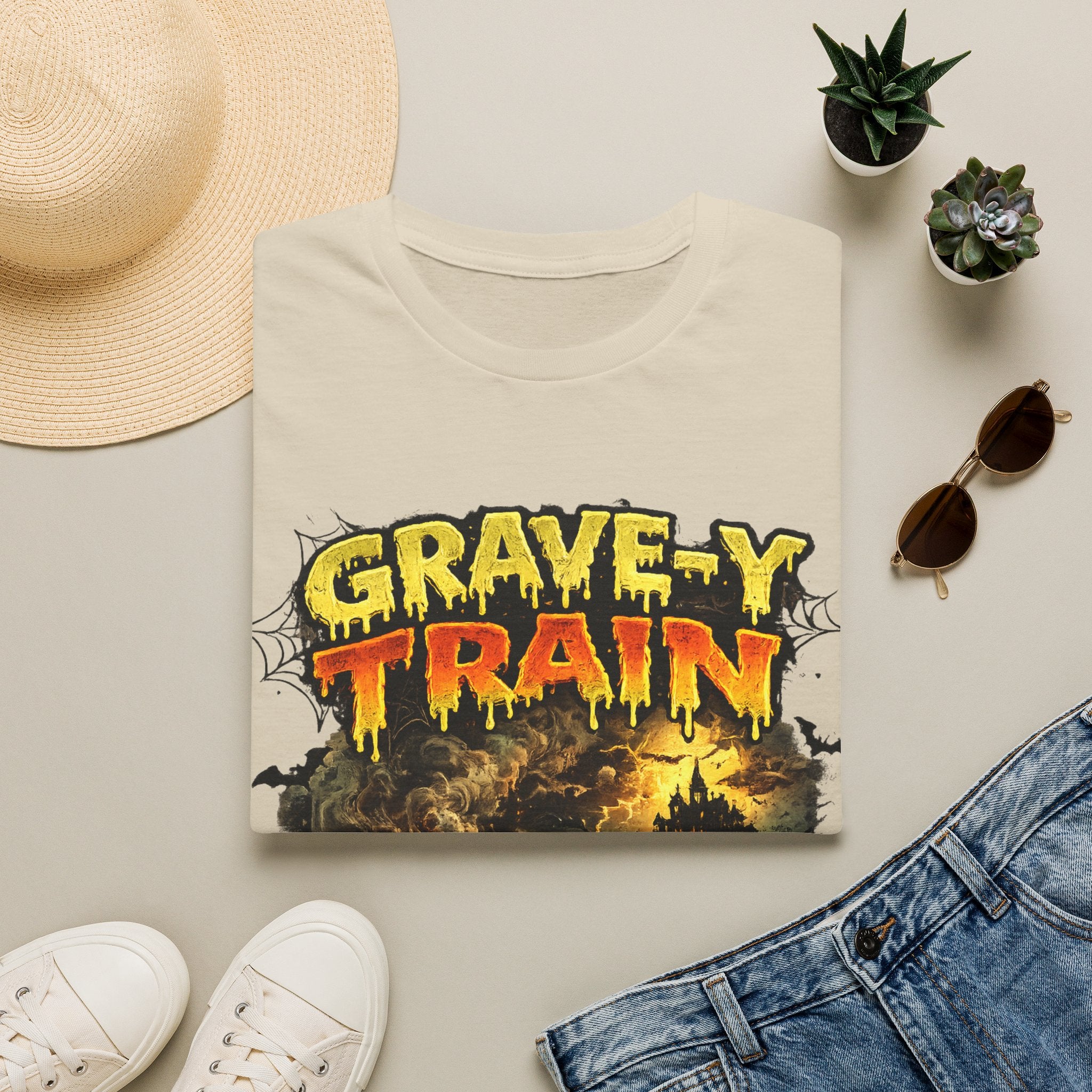 Grave-Y Train T-Shirt — Retro Horror Skull Graphic Tee