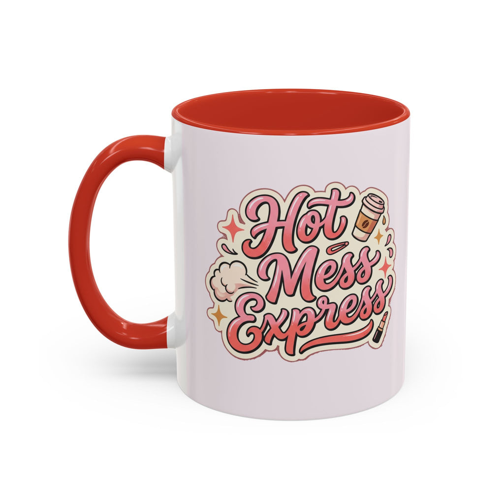 Hot Mess Express Coffee Mug — Funny Pink Accent Mug for Coffee Lovers