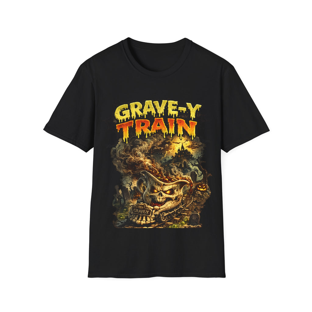 Grave-Y Train T-Shirt — Retro Horror Skull Graphic Tee