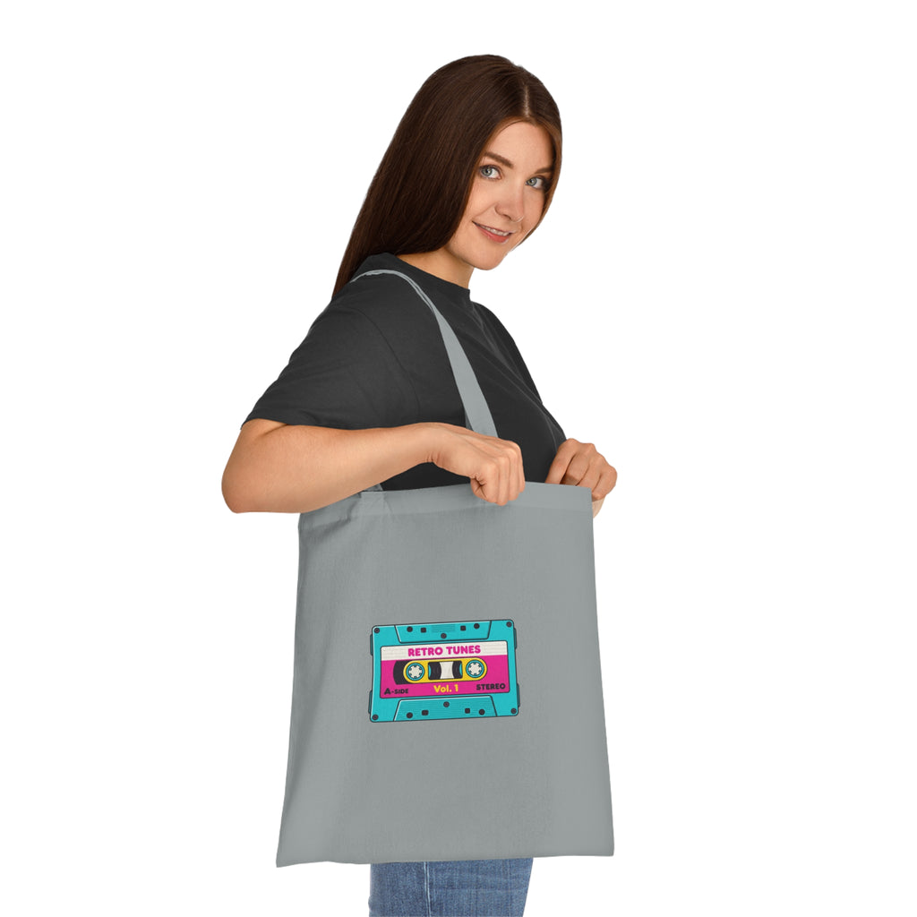 Retro Cassette Tote Bag — 'Retro Tunes' Cotton Grocery & Music Festival Tote