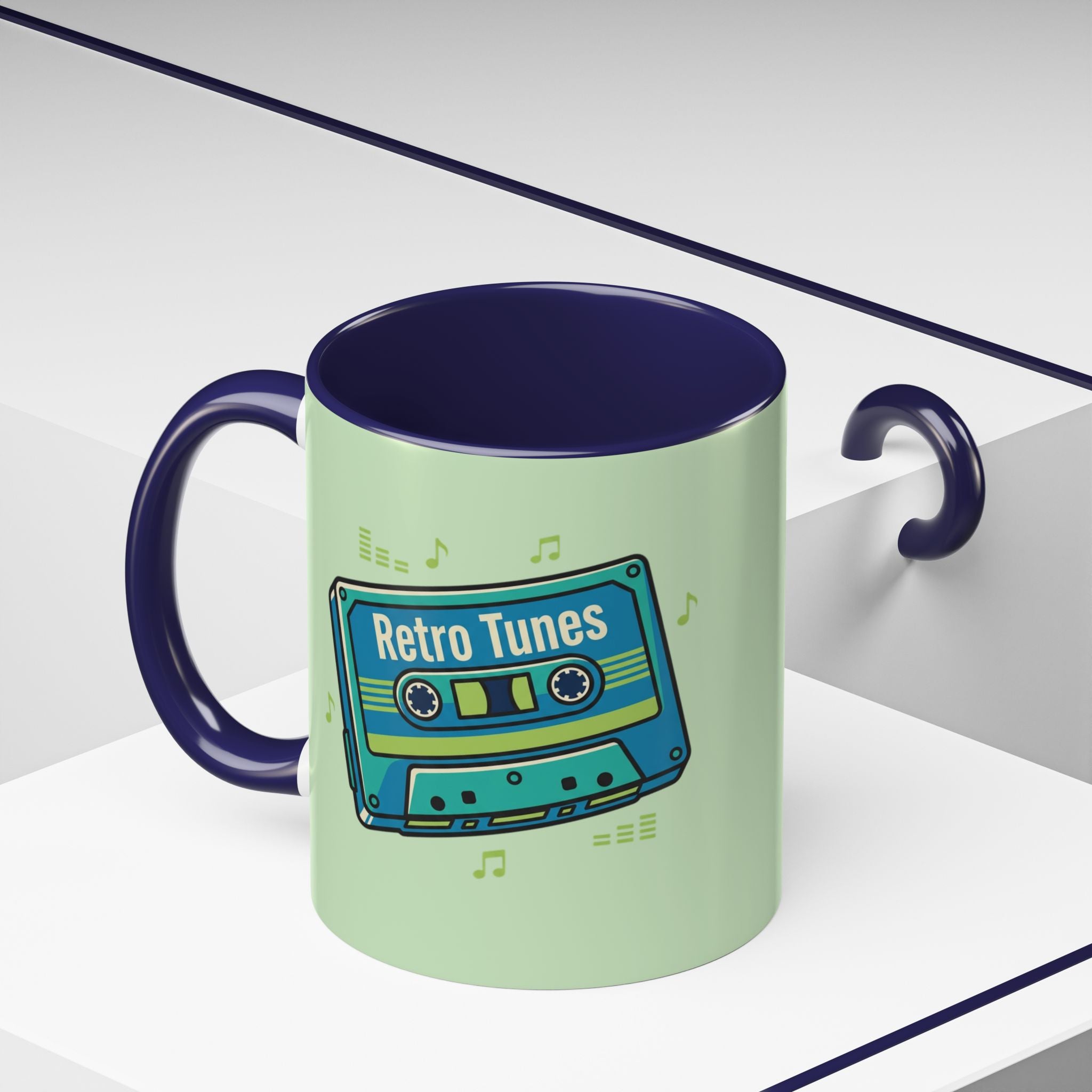 Retro Tunes Accent Coffee Mug — Cassette Tape Music Lovers Gift (11/15oz)
