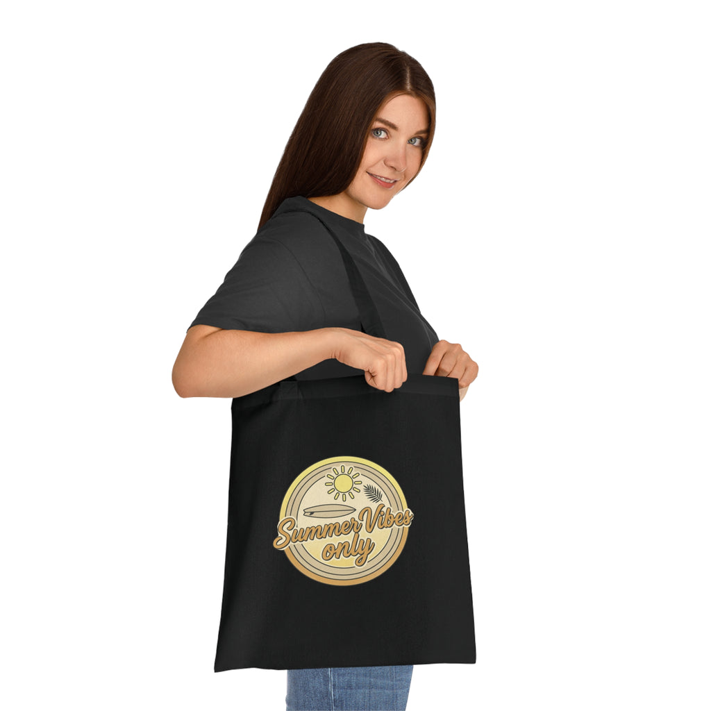 Summer Vibes Only Cotton Tote Bag — Retro Beach Graphic Eco Market Tote