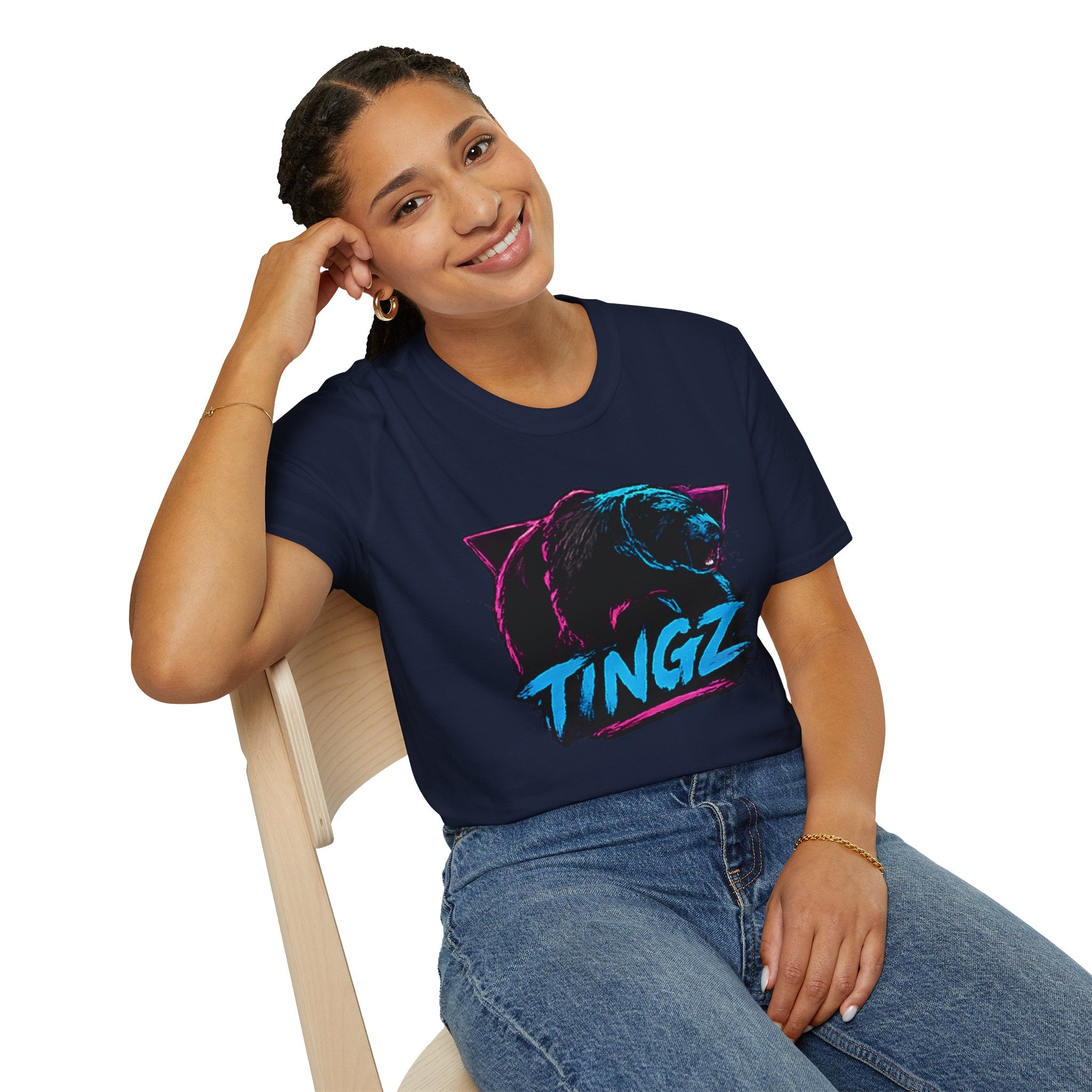 Bear TINGZ Graphic T-Shirt —  Retro Neon Crew Tee